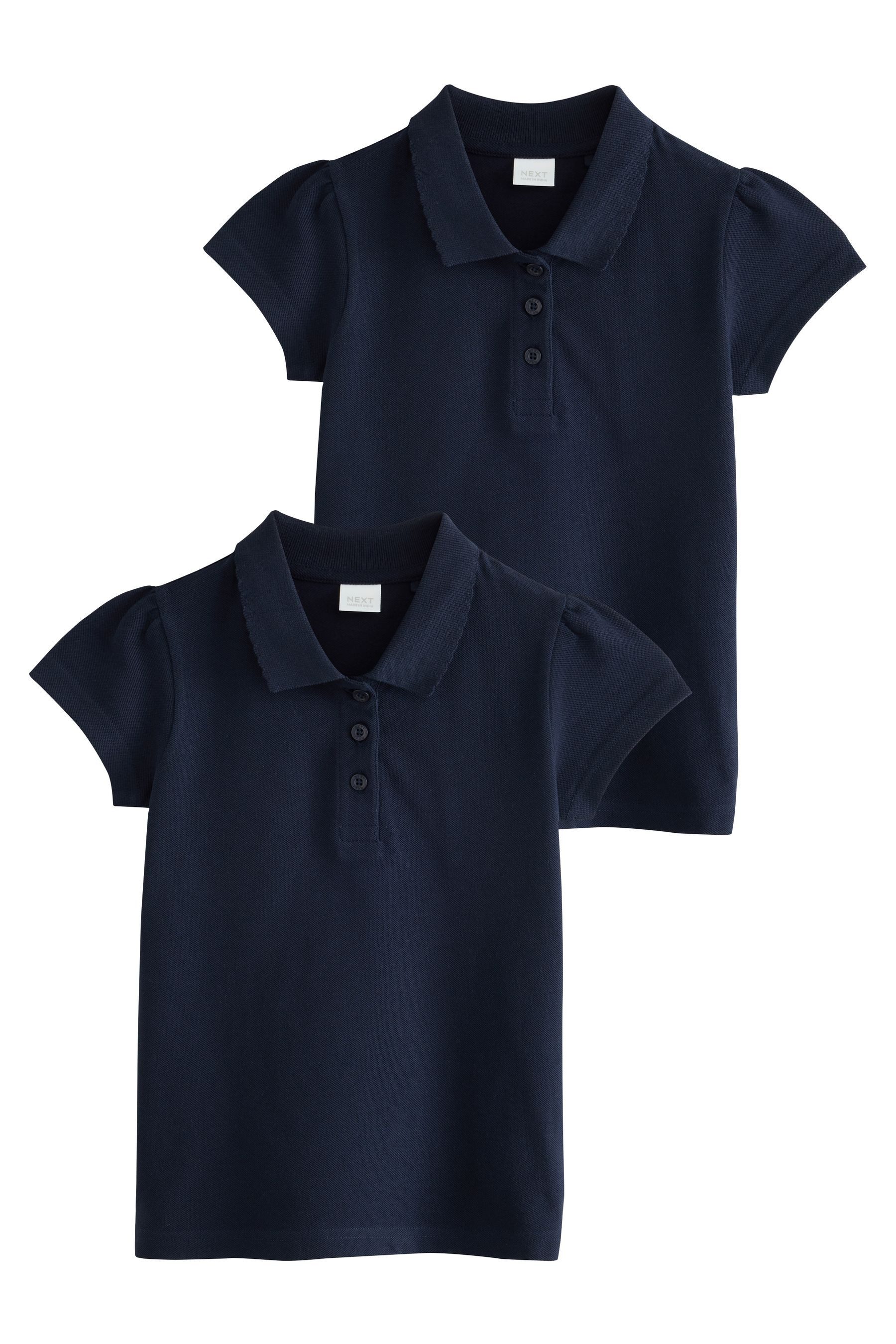 Next Poloshirt Kurzärmelige Polohemden aus Baumwolle im 2er-Pack (2-tlg)