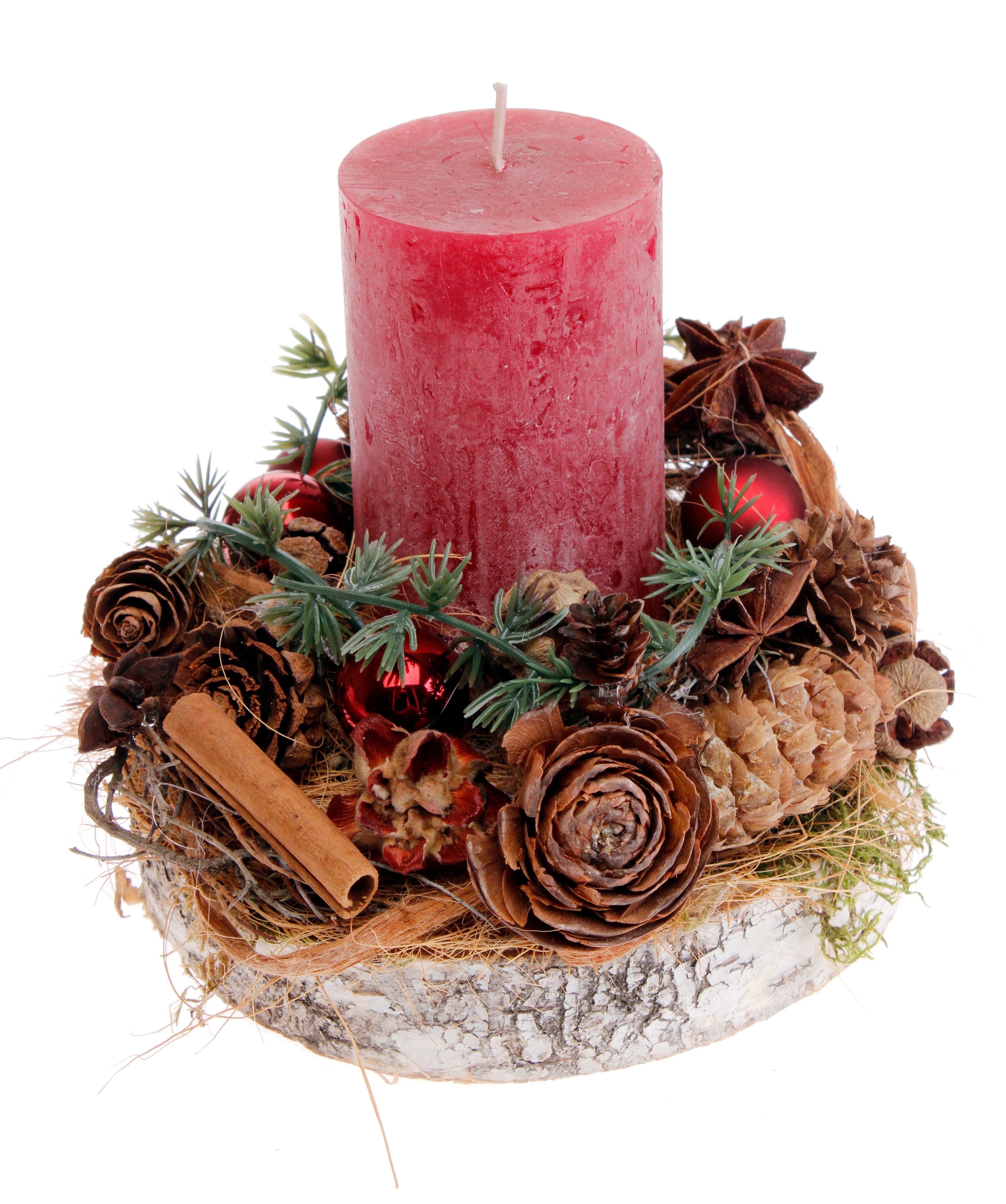 CreaFlor Home Adventskranz Adventsdeko, Handarbeit, Natur, Adventskranz, H: 17cm