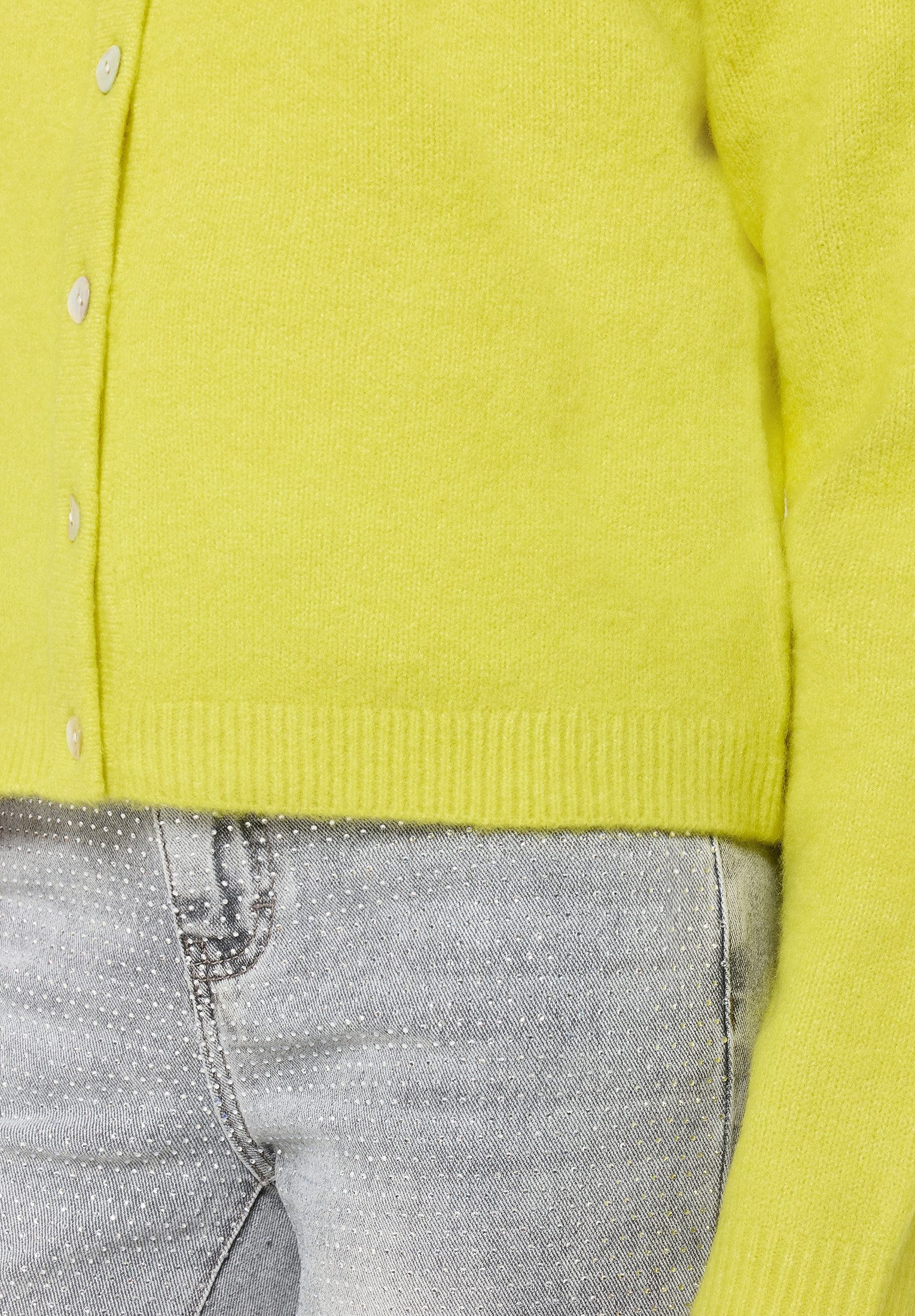 Cartoon Strickjacke Damen mit Rundhalsausschnitt (1-tlg)