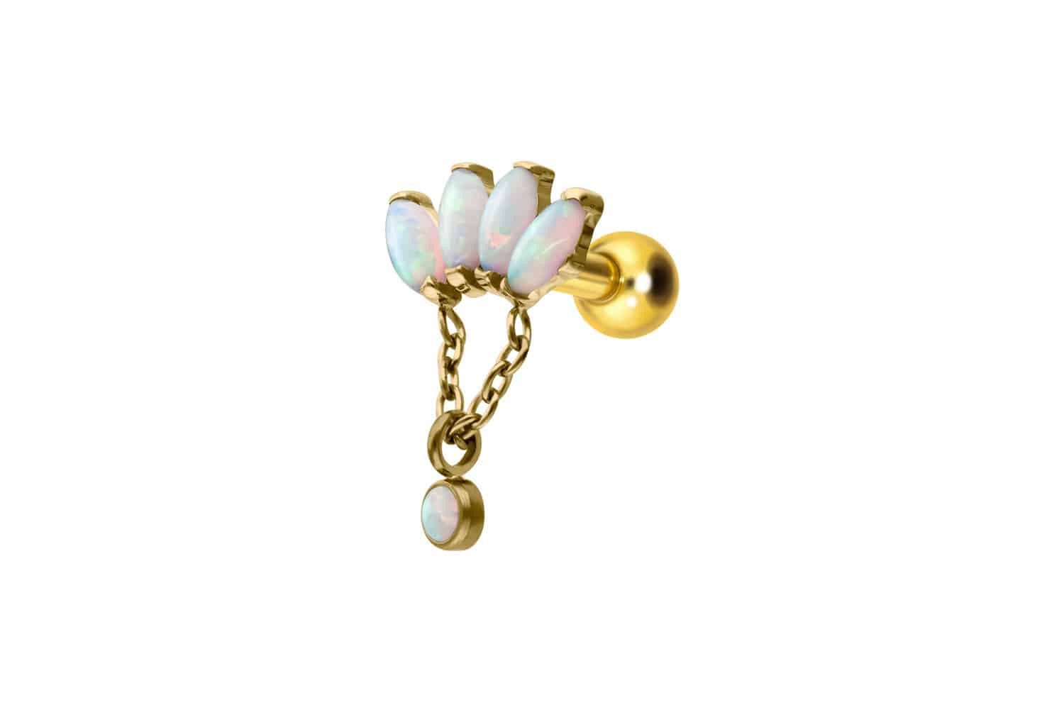 Piercing-Set Titan Ohrpiercing mit Innengewinde LOTUSBLÜTE + SYNTHETISCHE OPALE