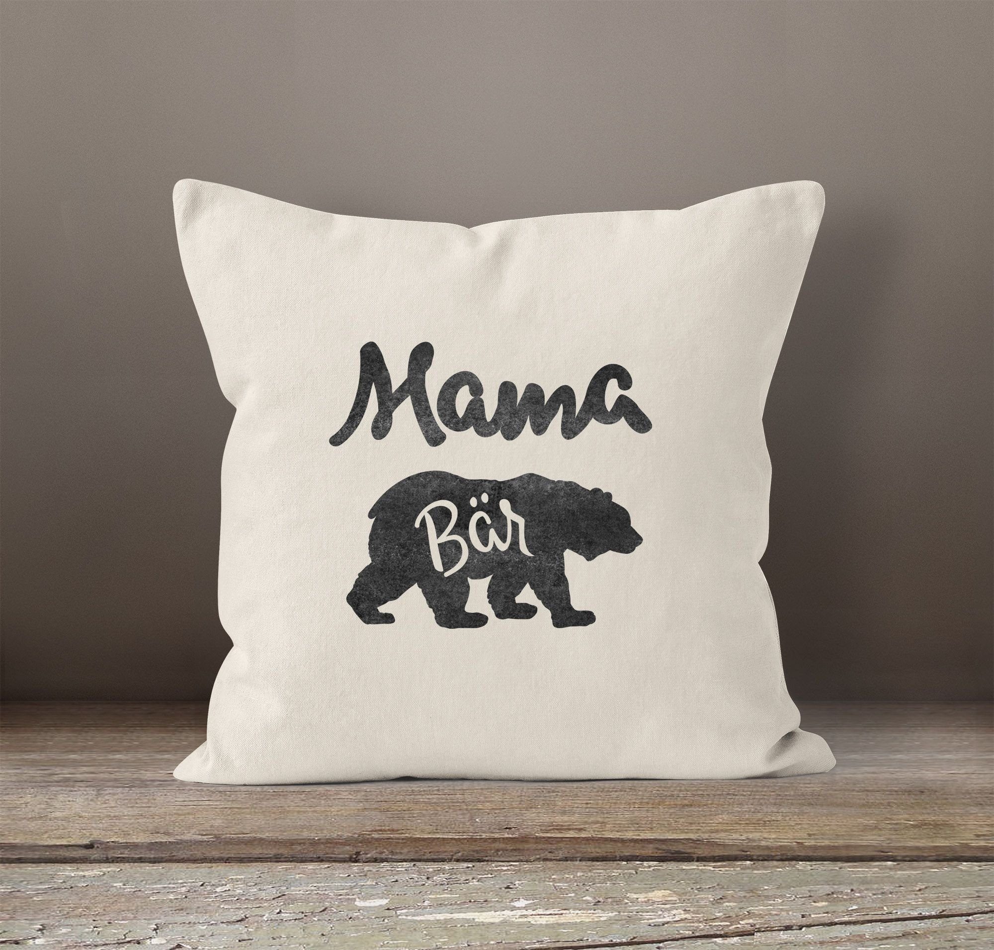 Mama MoonWorks® [object Bär Dekokissen Geschenk-Kissenbezug Object] MoonWorks Baumwolle natur