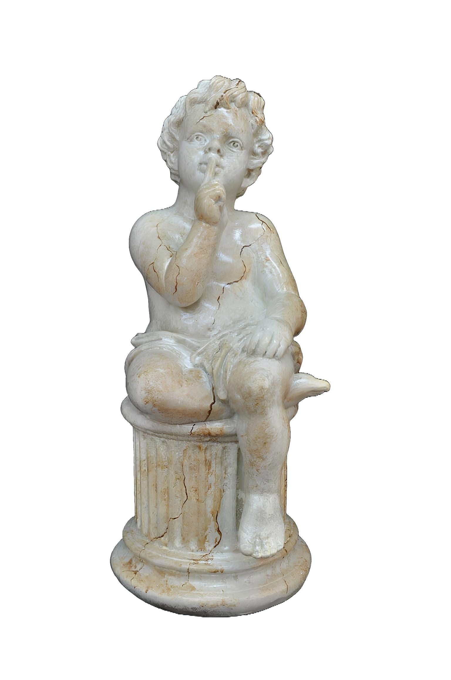 JVmoebel Engelfigur Figur Skulptur Engel auf dem Stein 63cmWeiß Design Accessoire PG0049, Made in Europa