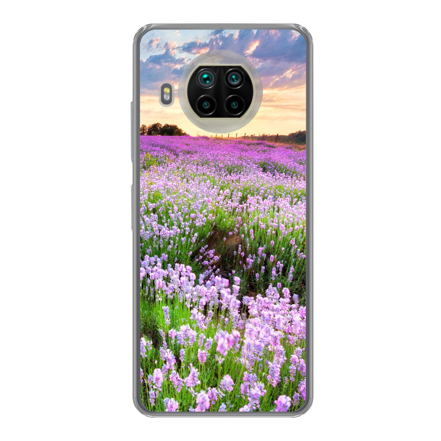 MuchoWow Handyhülle für Xiaomi Mi 10T Lite 5G Blumen - Lavendel - Lila - Himmel - Sonnenun, Phone Case, Silikon, Schutzhülle Dünn