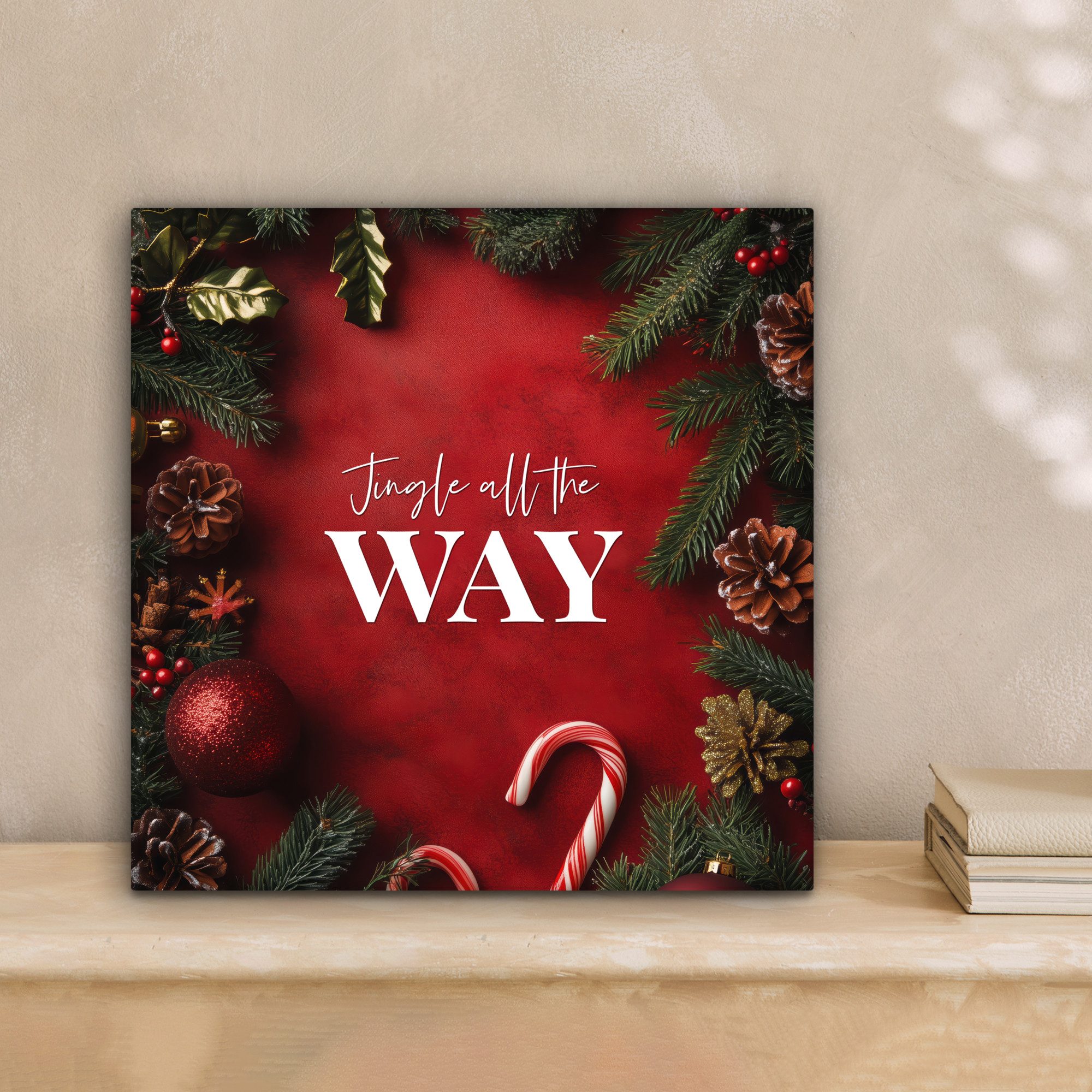 OneMillionCanvasses® Leinwandbild Weihnachten - Zitat - Rot - Weihnachtskug günstig online kaufen