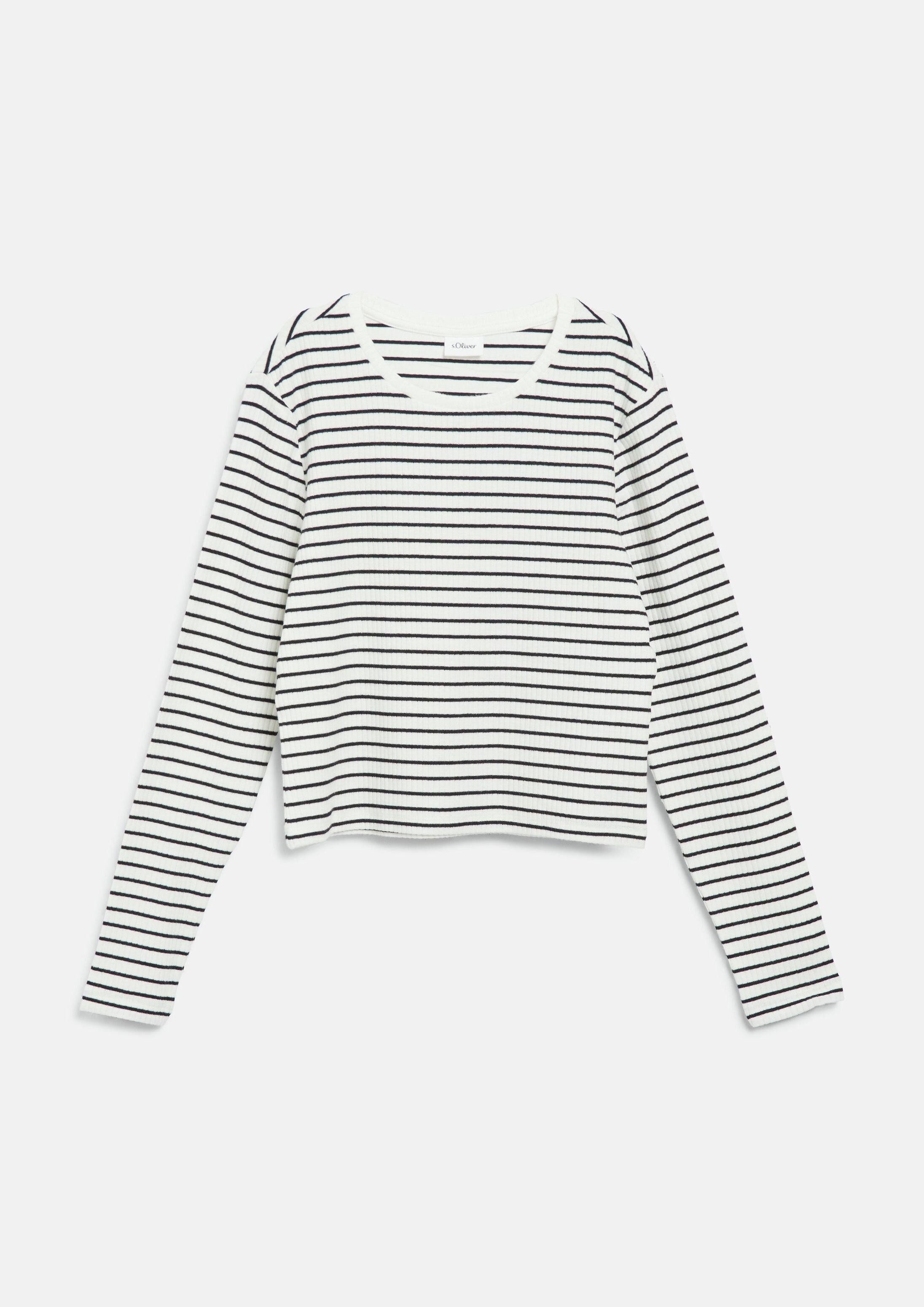 s.Oliver Langarmshirt T-Shirt Cropped Longsleeve im Slim Fit mit Rippstruktur