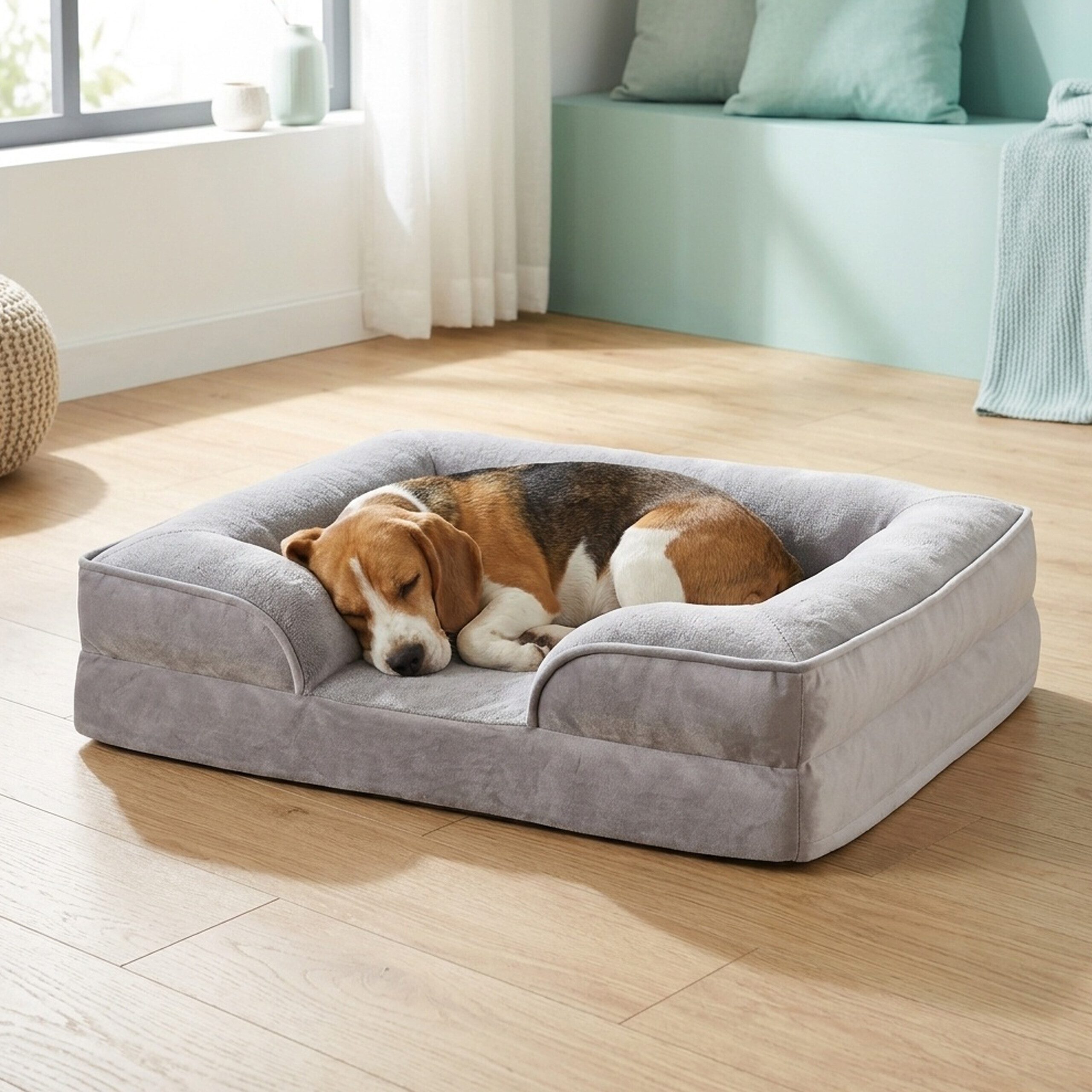 relaxdays Hundebett Orthopädisches Hundebett Memory Foam, Polyester, grau, M – Bild 2 von 5