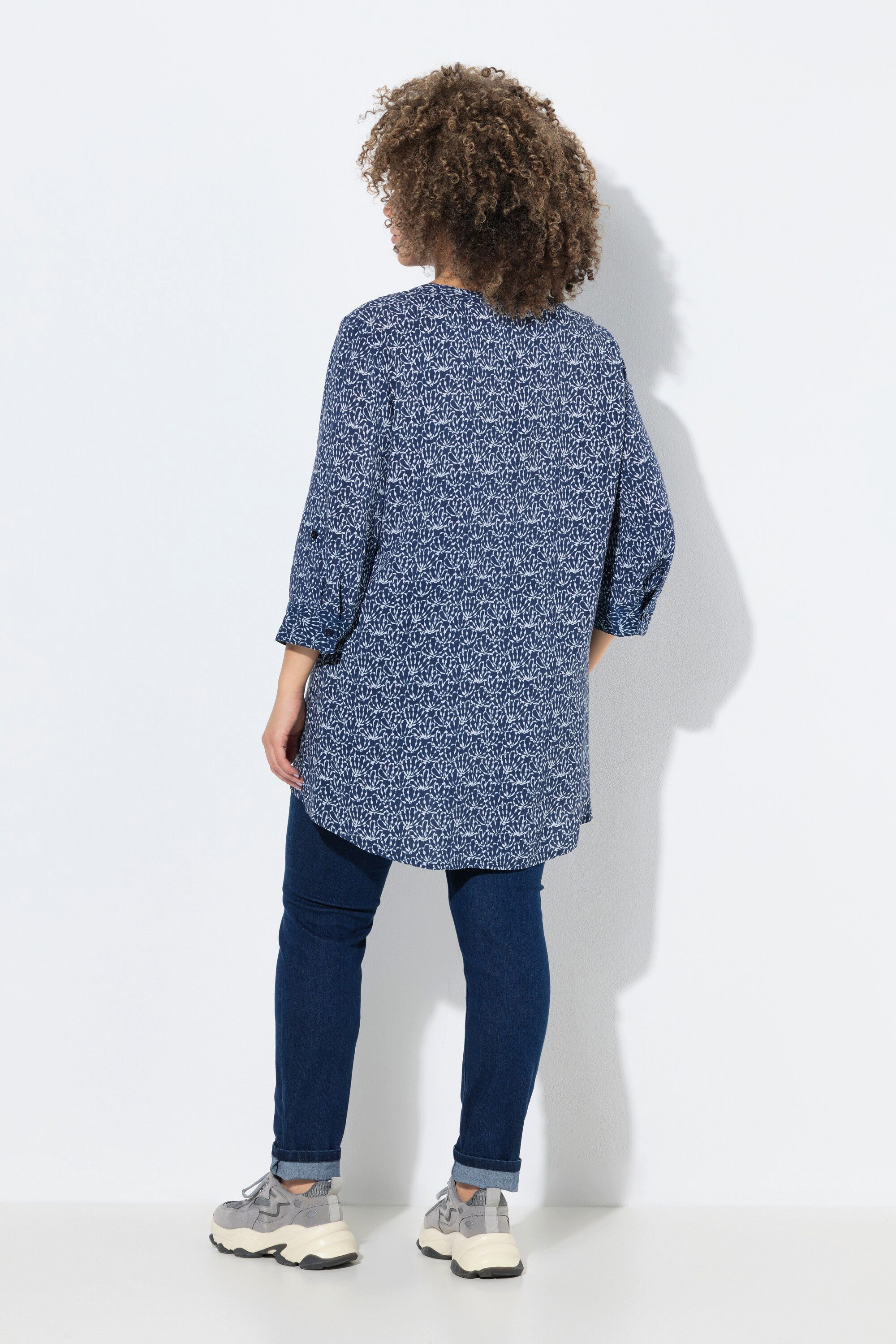 Ulla Popken Tunika Tunika gemustert Tunika-Ausschnitt Halbarm