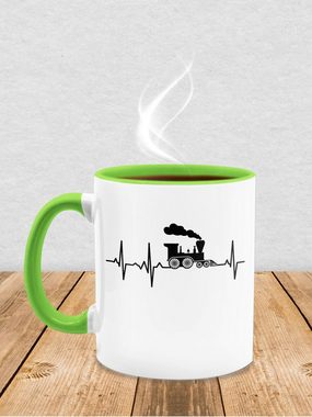 Shirtracer Tasse Dampflok Herzschlag I Dampflokomotive Geschenk Eisenbahner Eisenbahnli, Keramik, Kaffeetasse Hobby Geschenk