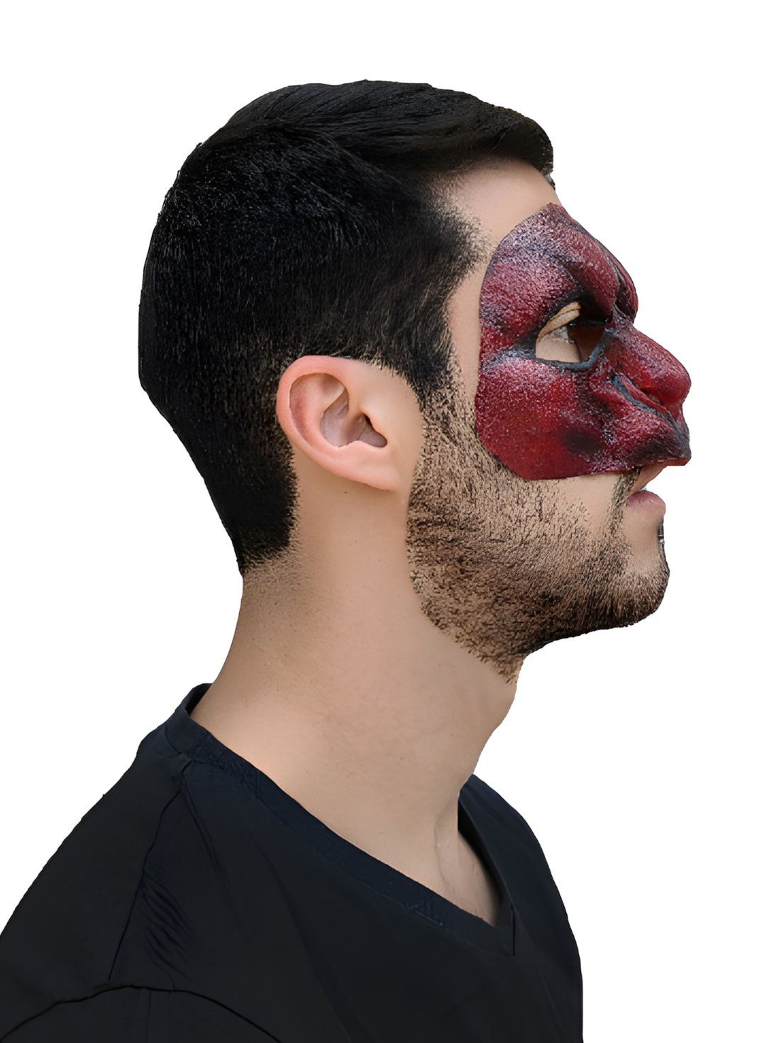 Ghoulish Productions Kostüm Roter Dämon Teilmaske zum Ankleben, Anklebbare Latexmaske für einen realistischeren Effekt
