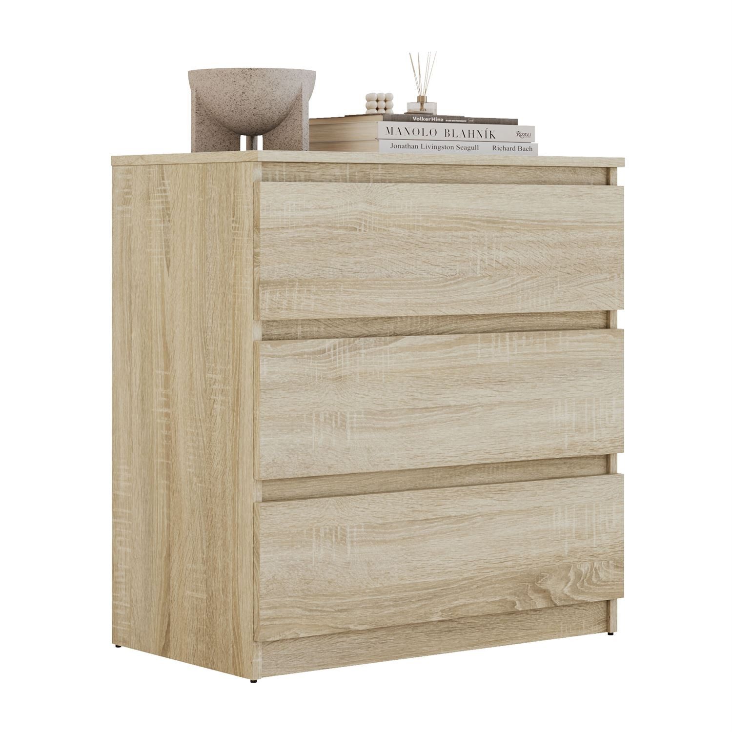 Lookway Kommode HANA M3 mit 3 Schubladen – modernes Design & praktische Aufbewahrung, Breite: 70 cm