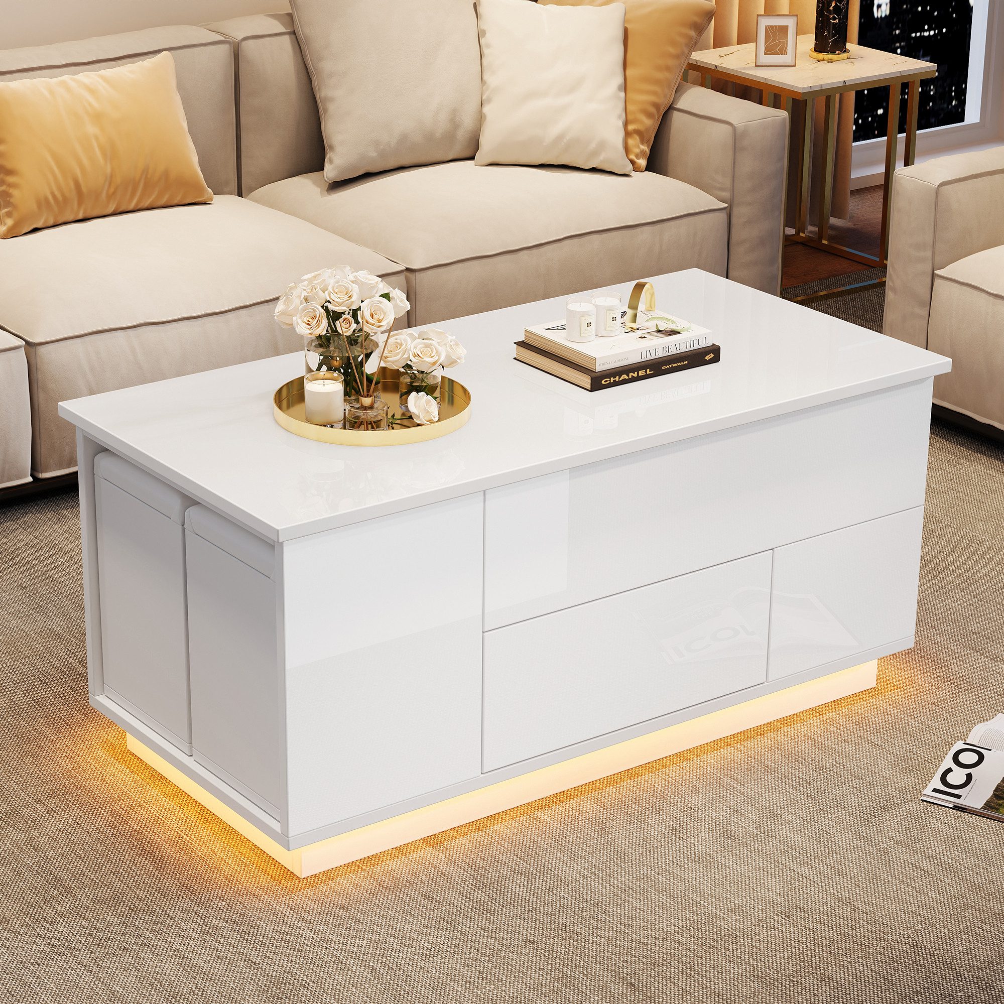MODFU Couchtisch Hydraulisch höhenverstellbarer Couchtisch mit günstig online kaufen