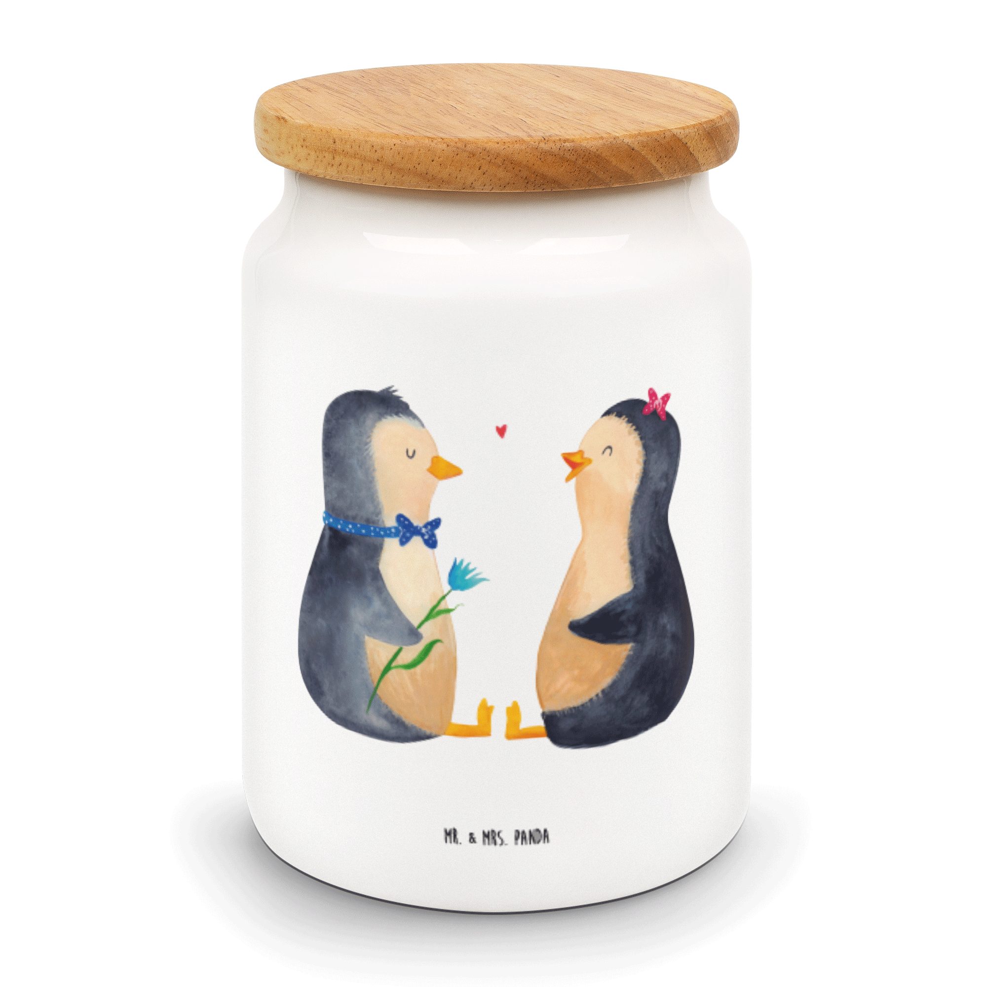 & Pinguine, Keramik, Keramikdose, Geschenk, Vorratsdose Mr. - - (1-tlg) Pinguin Panda Liebespaar, Weiß Mrs. Pärchen
