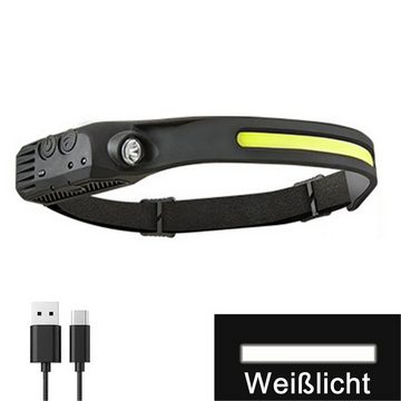 Olotos Stirnlampe LED COB XPE Kopflampe Scheinwerfer USB Wiederaufladbar mit Sensor, 1-3 COB 5 Modi 230°Ultra Weitwinkel Rot Gelb Licht IPX4 Wasserdicht