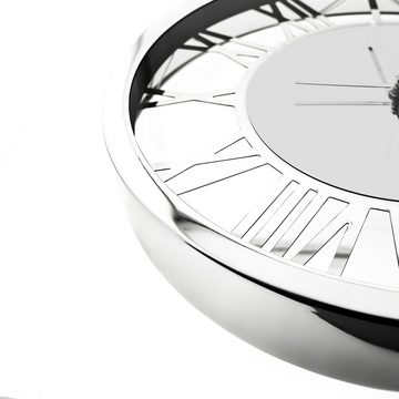 Almina Wanduhr Elegante Wanduhr in Silber mit Römischen Ziffern ⌀60 cm moderne Uhr
