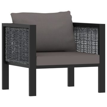 vidaXL Garten-Essgruppe 6-tlg Garten Lounge Set mit Auflagen Polyrattan Anthrazit Sitzgruppe S