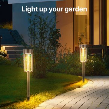 BlingBin LED Solarleuchte 2 Stück Solarlampen für Außen Garten IP44 Wasserdicht, Warmweiß, LED fest integriert, warmes Weiß, IP44 Wasserdichte Auto Ein/Aus für Garten Terrasse Pfad Rasen