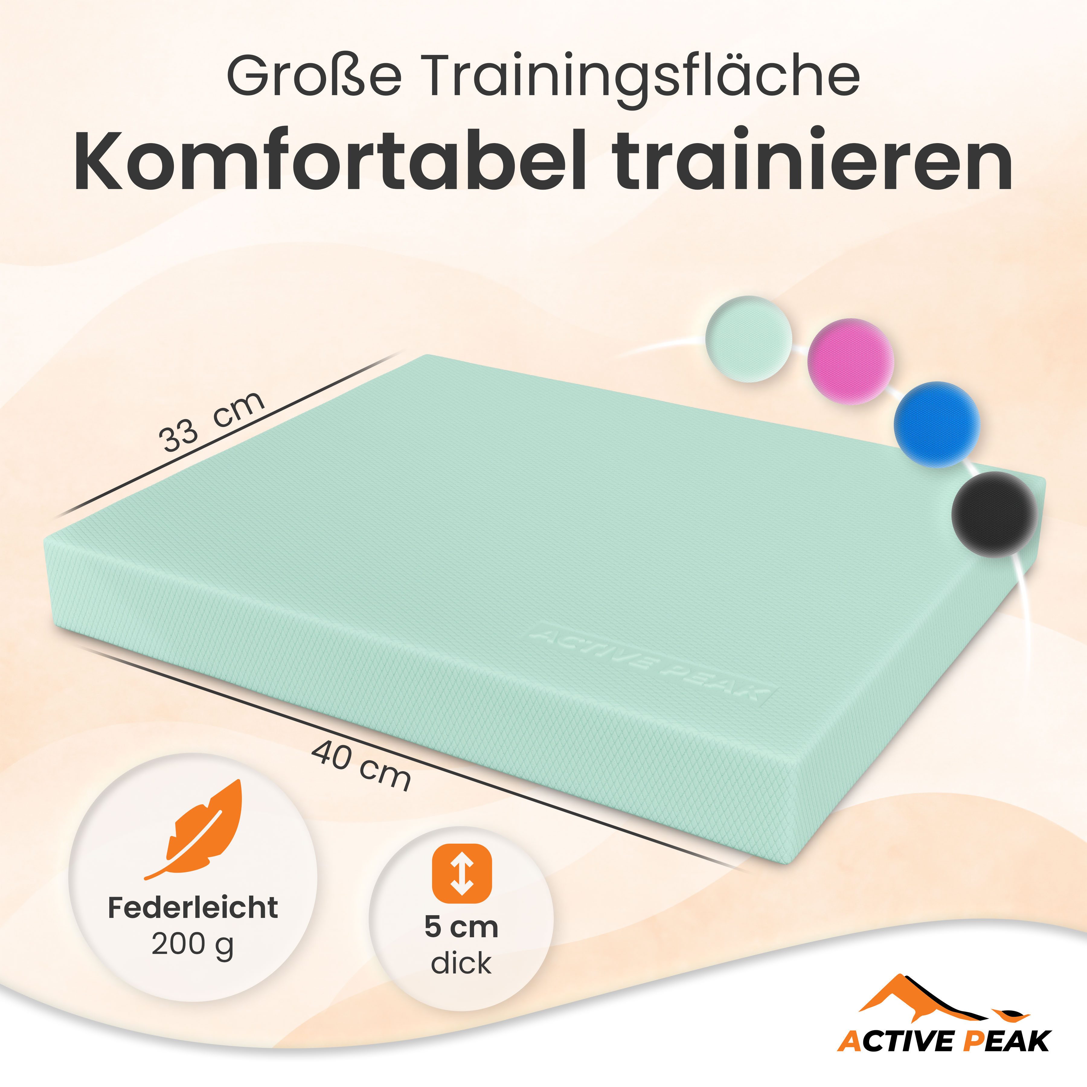 Active Peak Balanceboard Balance Pad XXL Gleichgewichtskissen, Ideal für Yoga, Pilates & Core-Training & Physiotherapie