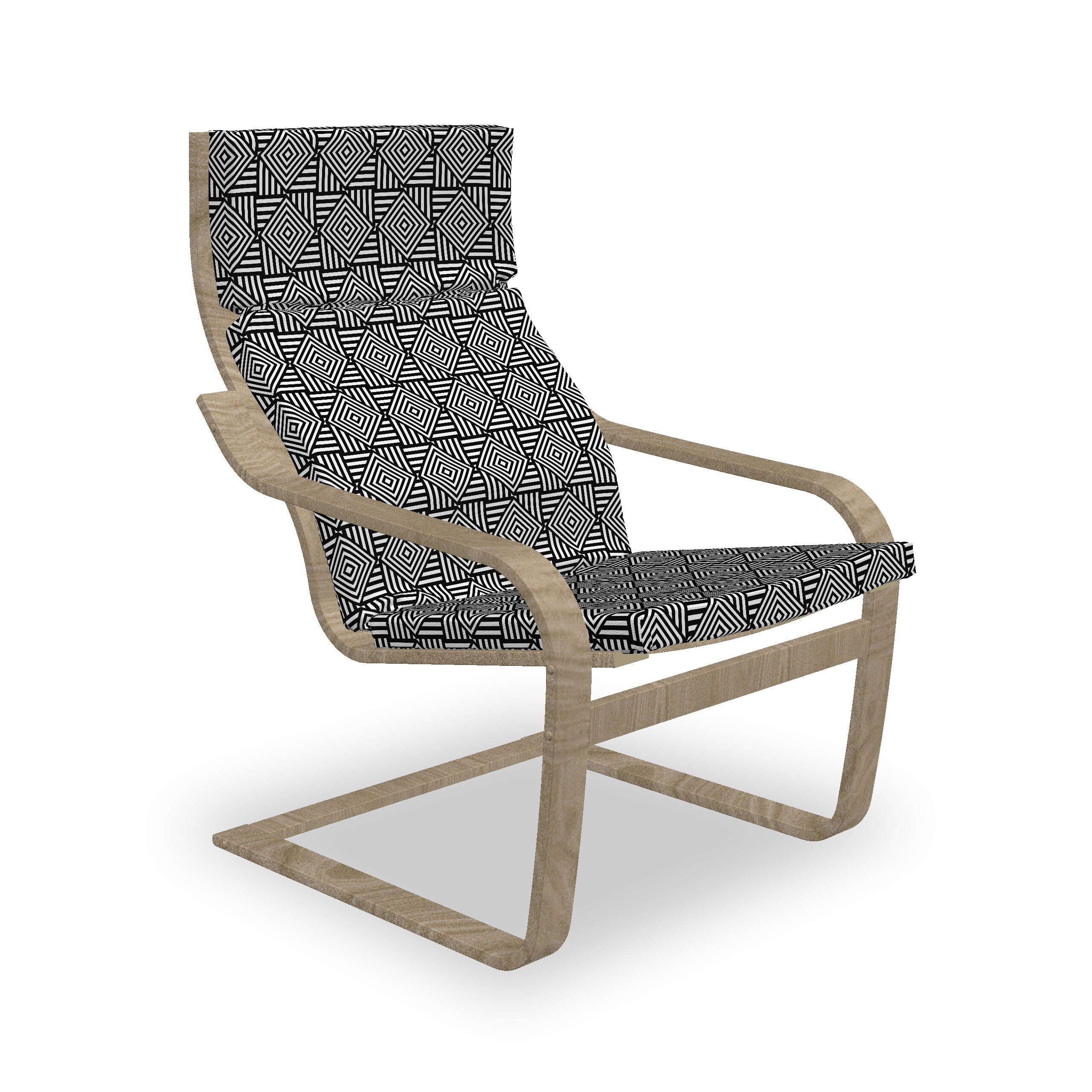 Stuhlkissen mit und Abakuhaus Sitzkissen mit Stuhlkissen Geometrisch Modern Hakenschlaufe Symmetric Squares Reißverschluss,
