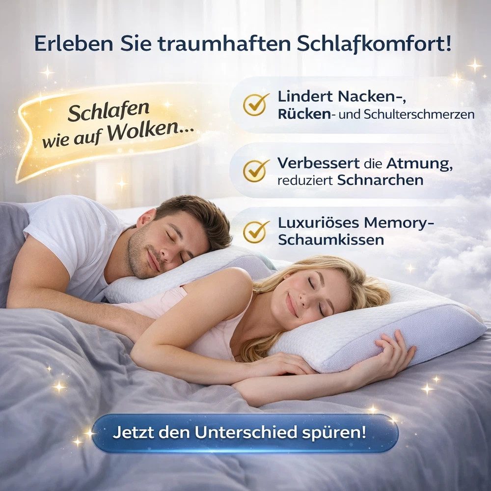 Athlix Nackenkissen Kissen Memory Schaum für Nacken und Hals, orthopädisch, ergonomisch, Gegen Nackenschmerzen, Gezielte Druckentlastung