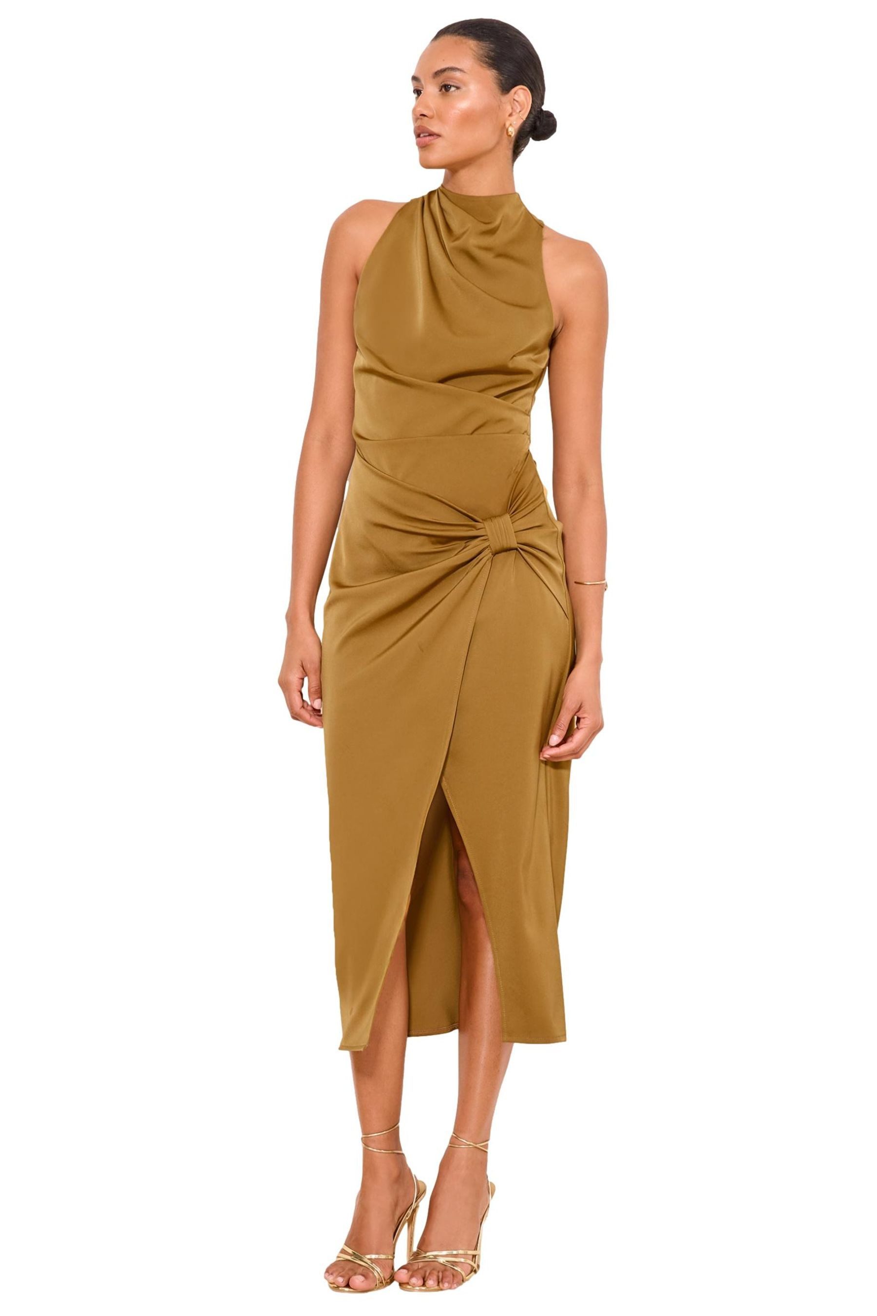LIPSY Midikleid Lipsy Figurbetontes Satin-Wickelkleid, Regular (1-tlg)