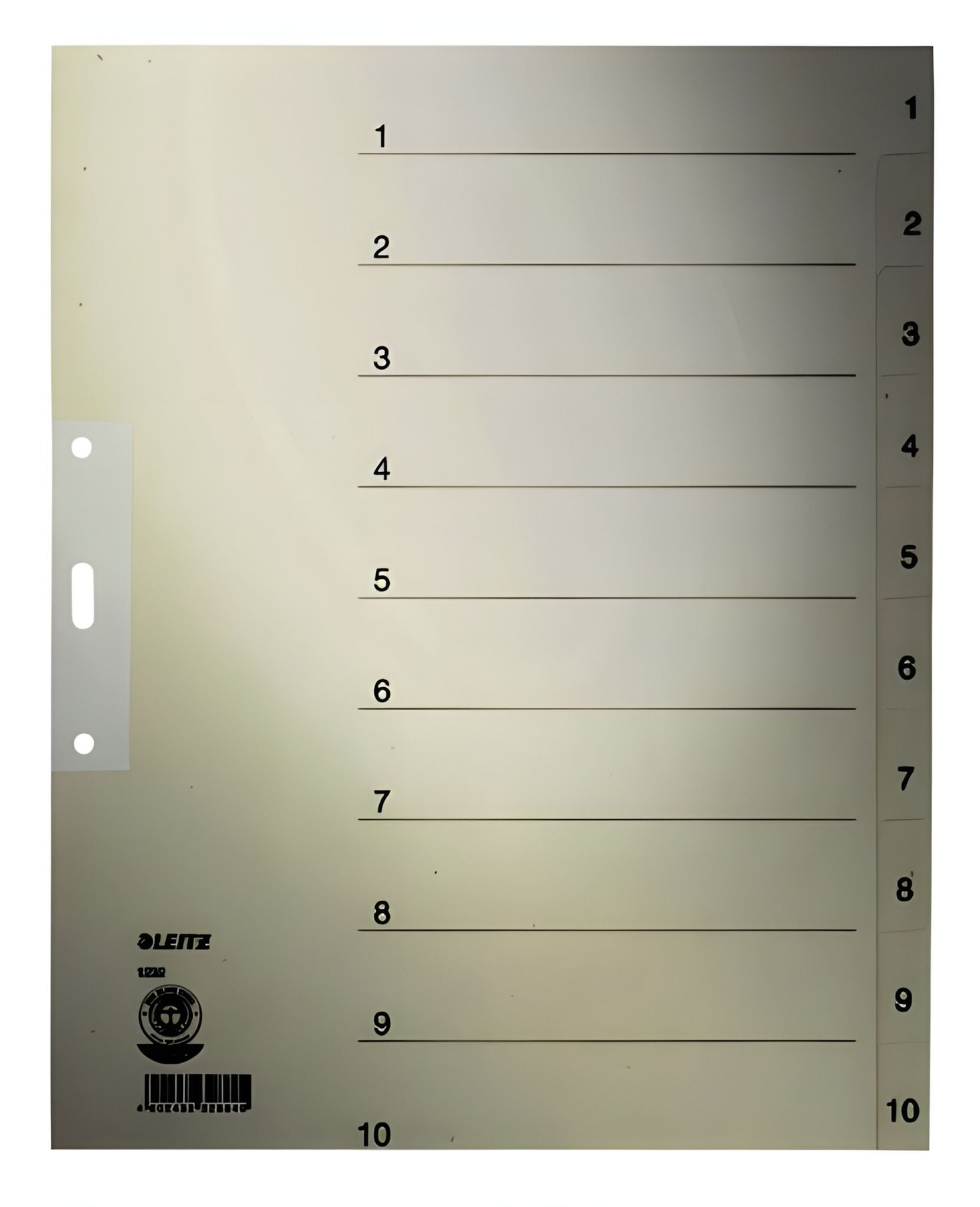 LEITZ Aktenordner LEITZ 1232 Zahlenregister 110 Papier A4 Überbreite 10Blatt grau