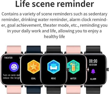 findtime Smartwatch (1,7 Zoll, Android, iOS), Personalisiertem Bildschirm Sportuhr Musiksteuerung Blutdruck Fitness