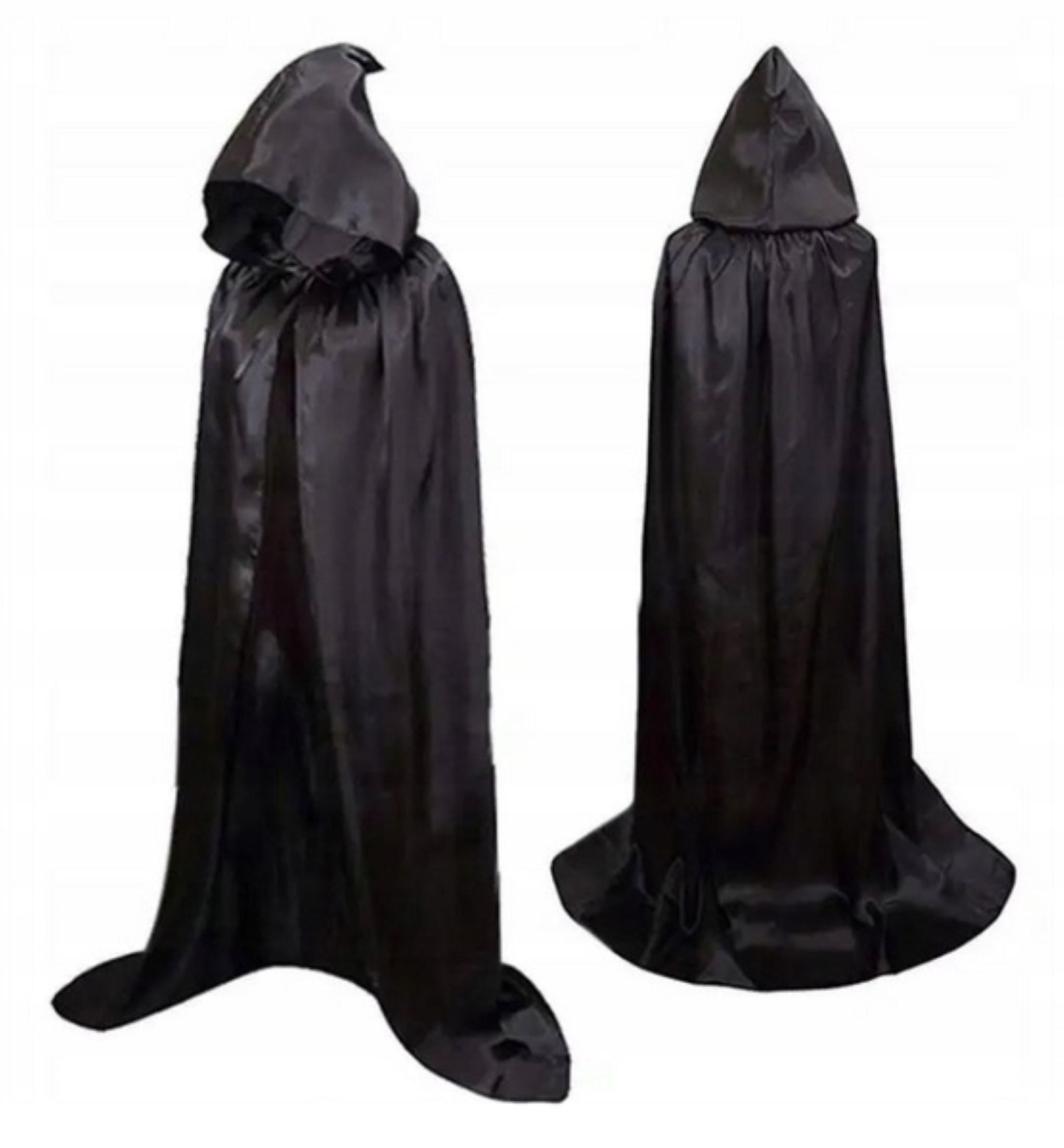 Kostüm Schwarzer Umhang mit Kapuze 140 cm für Vampir, Gotik, Halloween-Kostüm