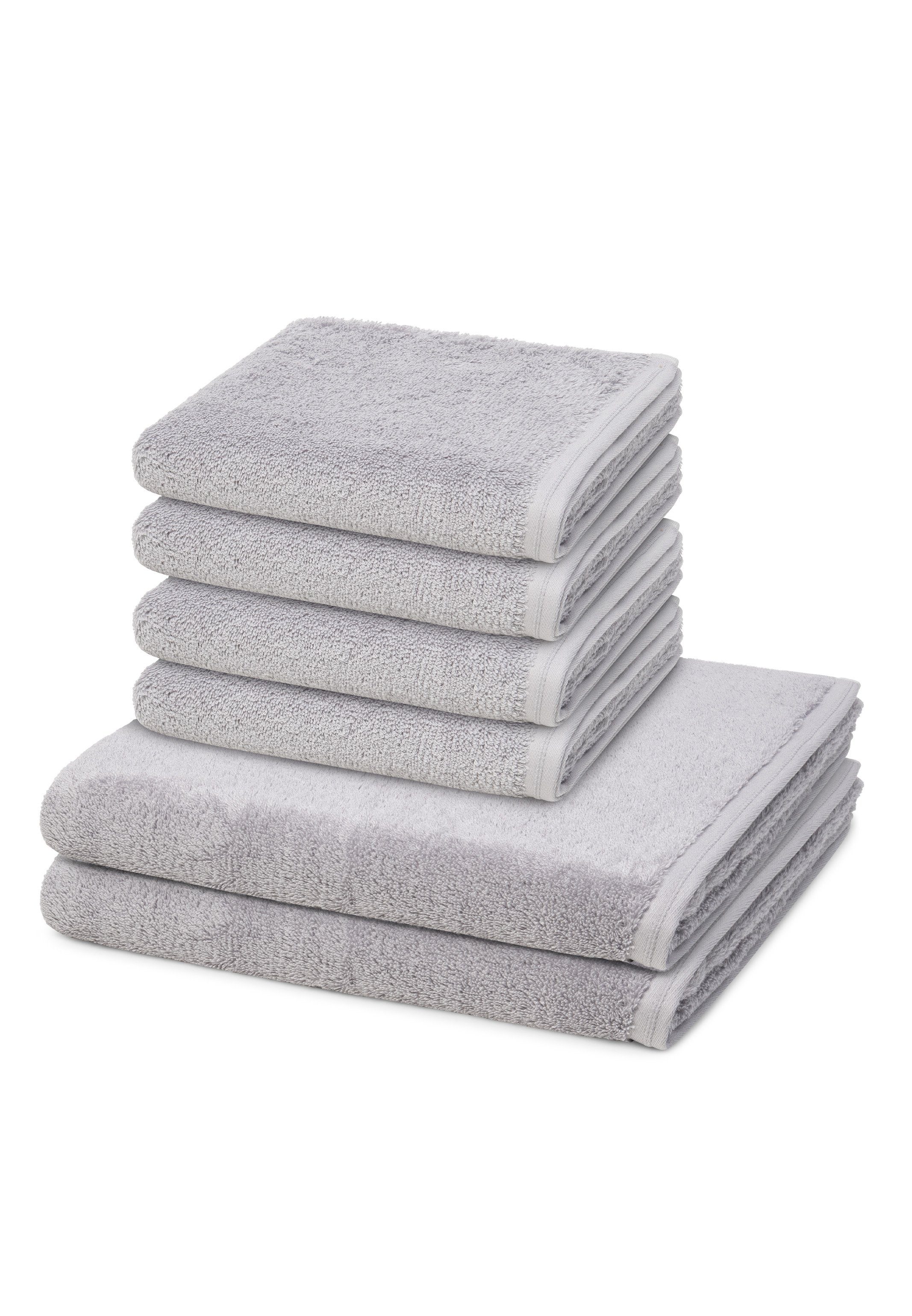 Vossen Handtuch Set 6er Pack Vegan Life, Walkfrottee (Spar-Set, 6-St), 4 X Handtuch 2 X Duschtuch im Set - Baumwolle