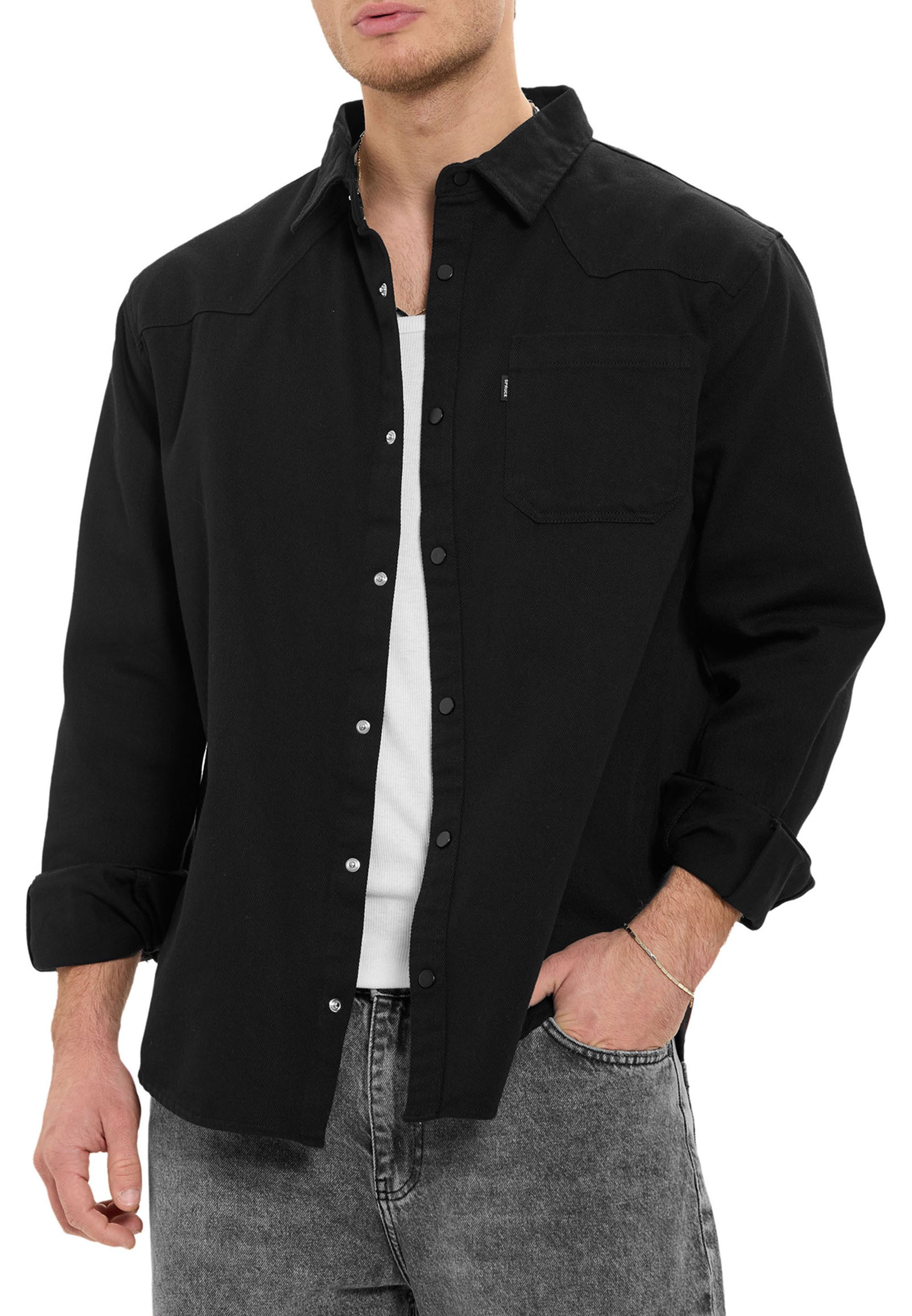 RedBridge Langarmhemd mit Brusttasche Baumwolle Relaxed Fit modern und bequem