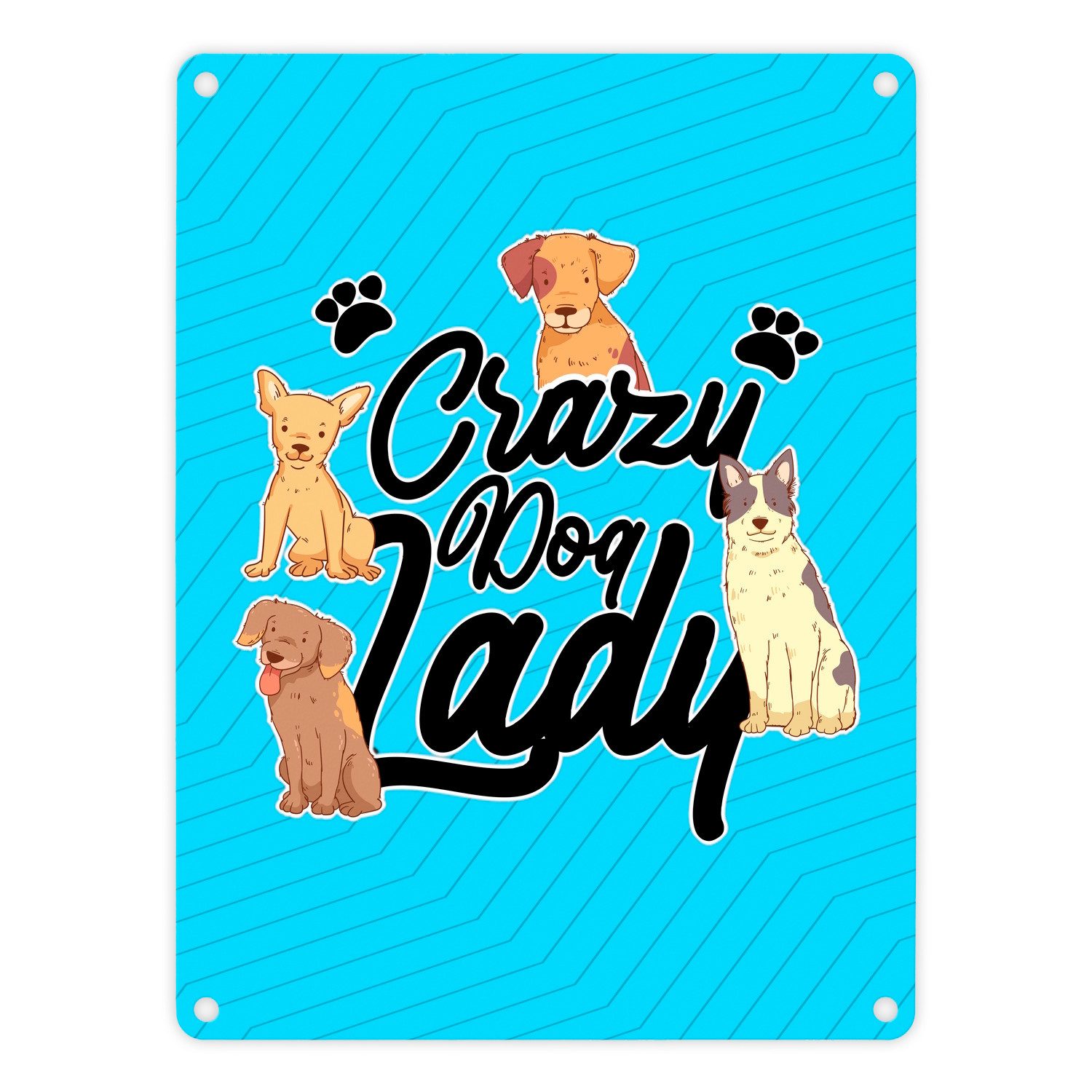 Metallschild Hunde Metallschild in 15x20 cm Crazy Dog Lady für Hundeliebhaber