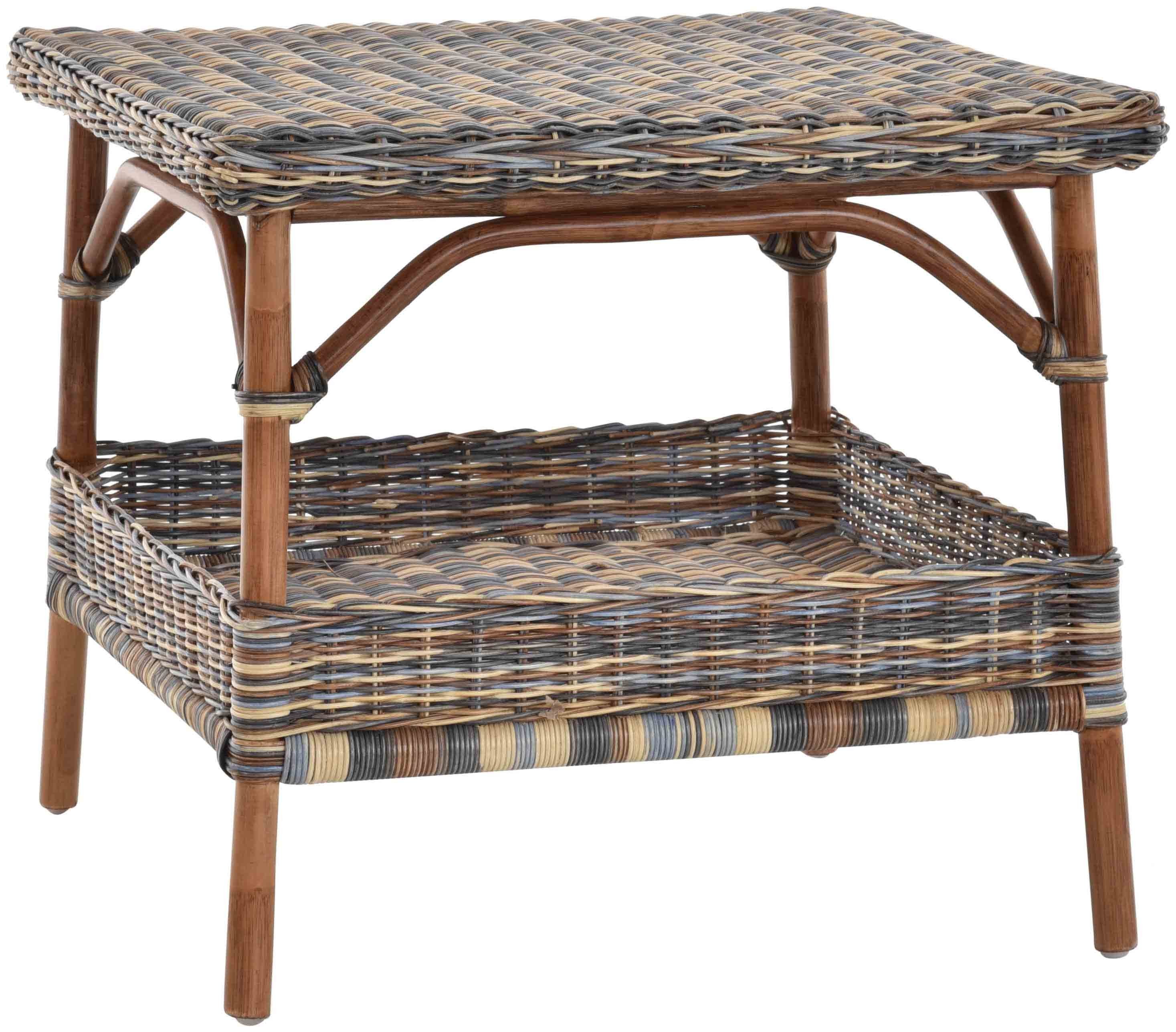 Krines Home Beistelltisch Rattan-Tisch Beistelltisch Quadratisch Wohnzimmer Tisch Ablage 59x59, Couchtisch Rattan, zusätzliche Ablage