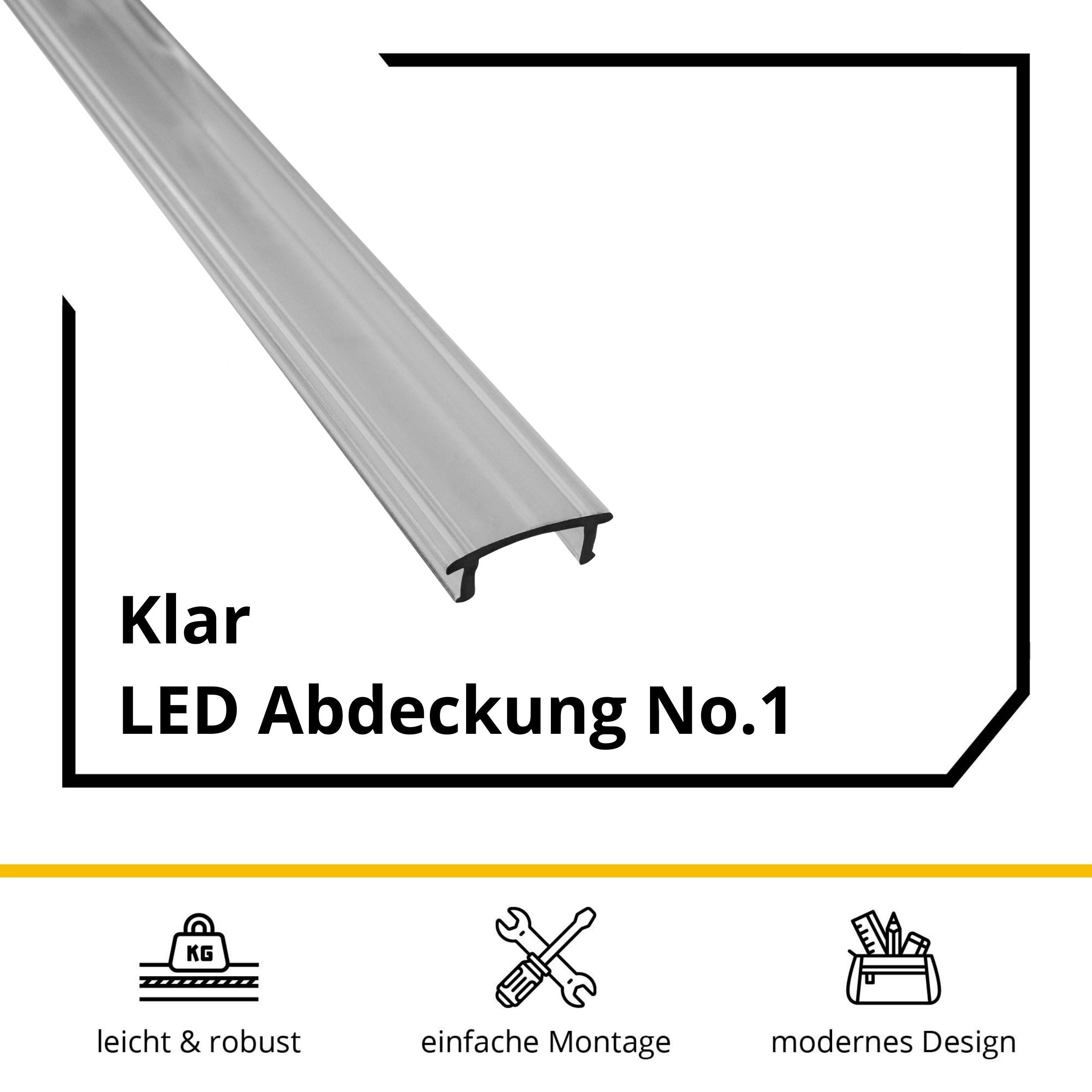 tktrading24 LED-Stripe-Profil LED-Aluprofil Abdeckung No.1 - A17-, A25-, C01-, C02- und F01-Serie – Bild 2 von 5