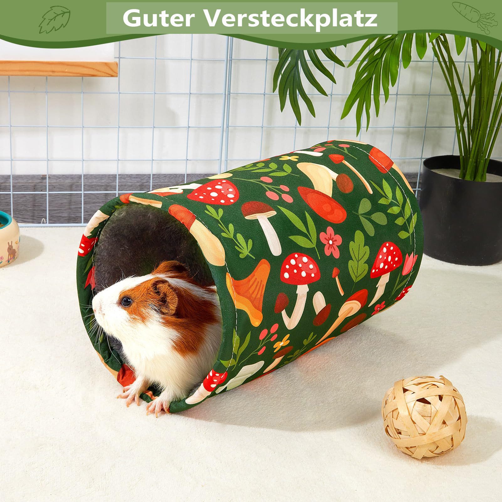 Ledander Kleintiertunnel Meerschweinchen Tunnel – Zubehör aus Canvas, Waschbarer Kuscheltunnel, für Hamster,&Frettchen–Faltbarer Spieltunnel & Versteck für Kleintiere