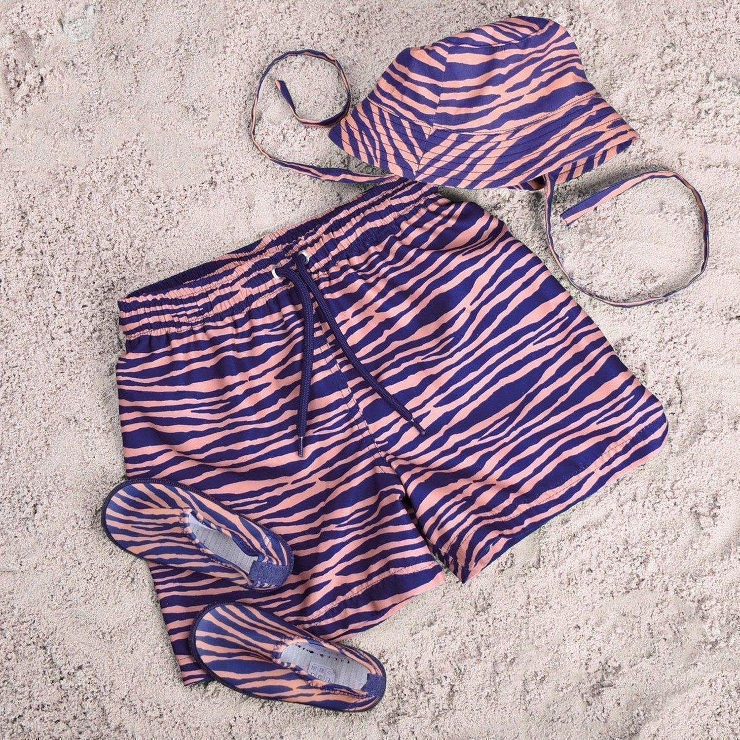 Swim Essentials für 100% Schwimmhose, PL Essentials Jungen Muster, blau/orange Badeponcho Zebra Swim UV