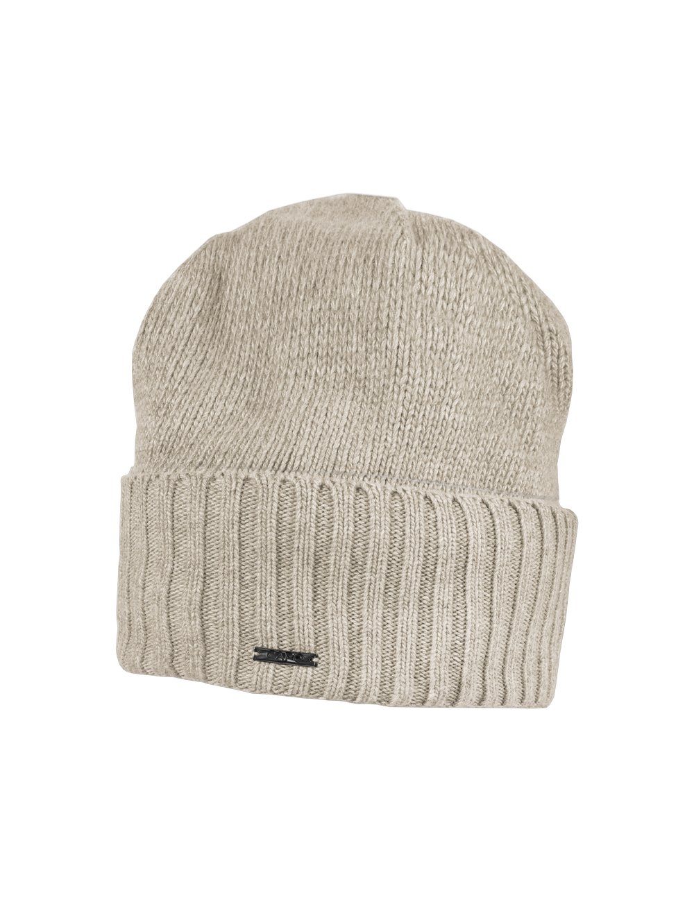 CAPO Strickmütze CAPO-HEAVEN CAP plain knitted cap, ribbed turn up Made in Europe beige
