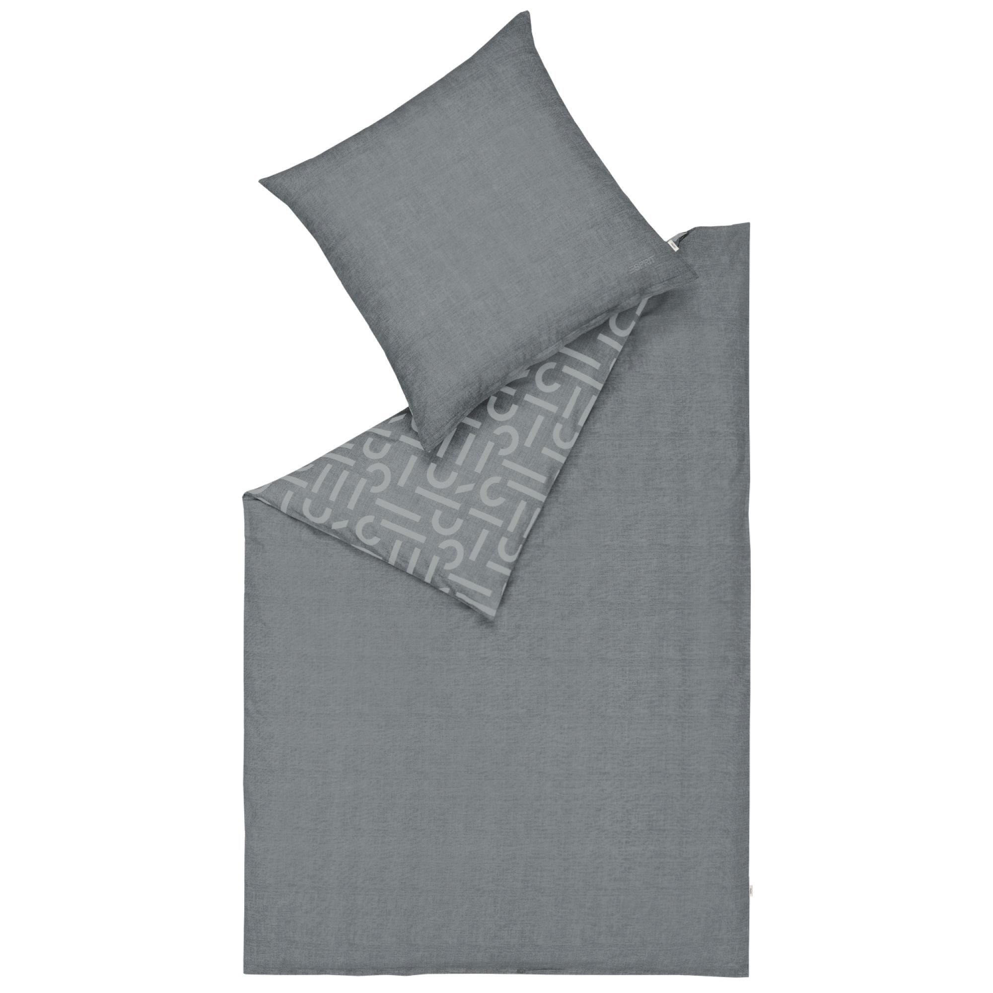 Esprit Bettwäsche FLANELL Winter Bettwäsche, Baumwolle, 1 teilig, 135 x 200 cm in Grau