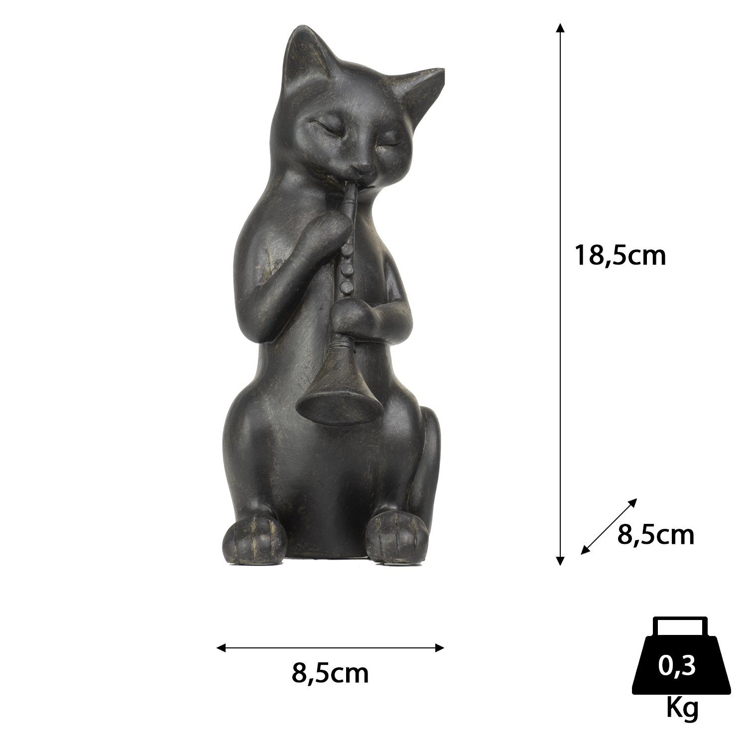 Musikinstrume, Dekofigur schwarz Dekoelement aus Katze Figuren Klarinette Dekoration aus Dekofigur spielt Polyresin Polyresin Moritz Deko-Figur