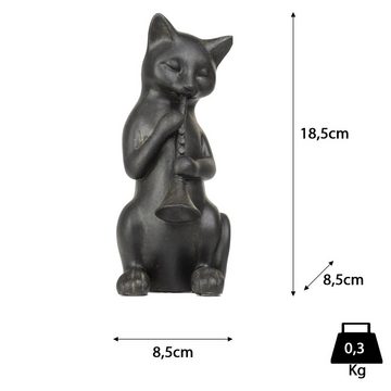 Moritz Dekofigur Deko-Figur Katze spielt Klarinette aus Polyresin schwarz Musikinstrume, Dekofigur aus Polyresin Dekoelement Dekoration Figuren