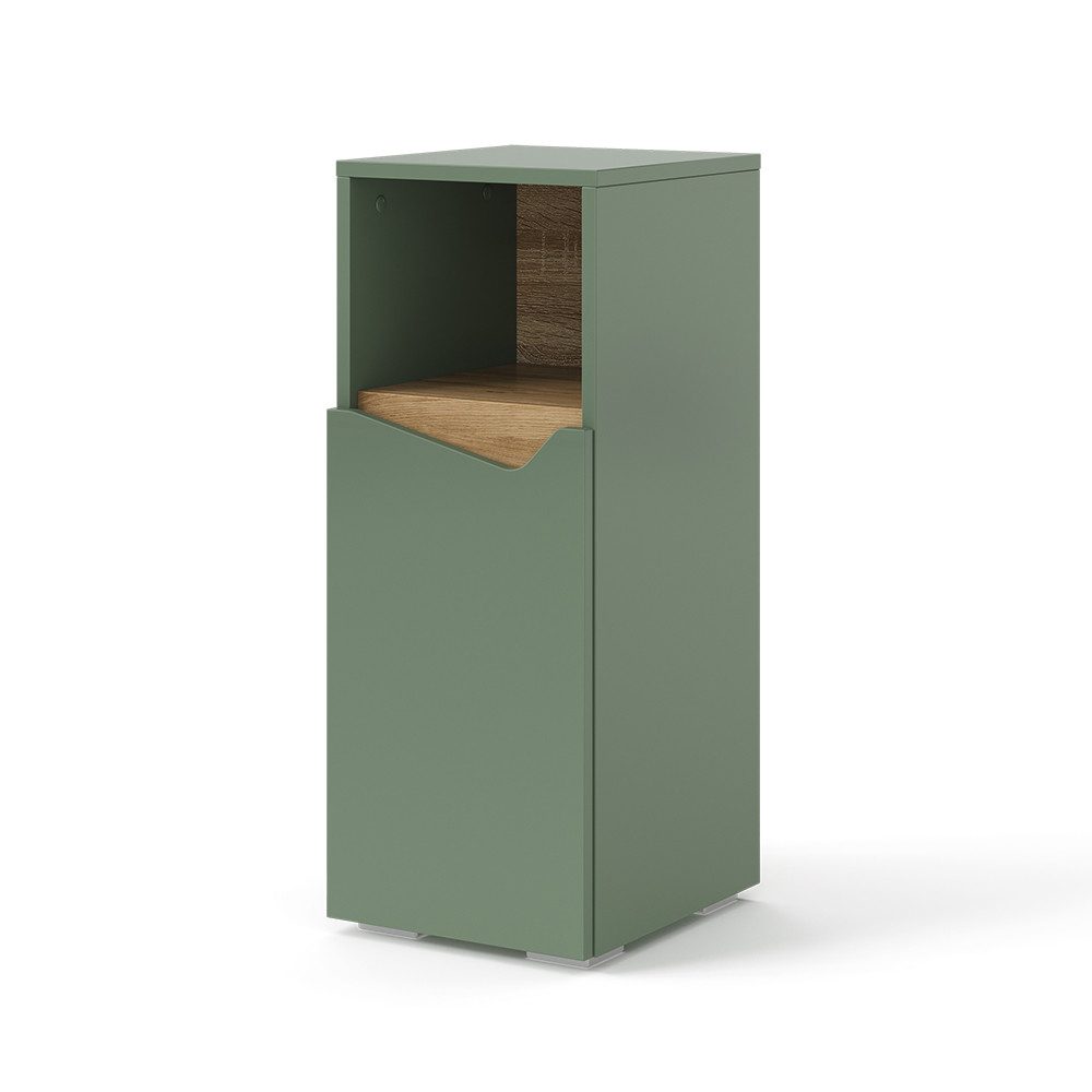 Midischrank Marelle, Grün/Artisan, 30 x 74.5 cm mit Tür und offenem Fach