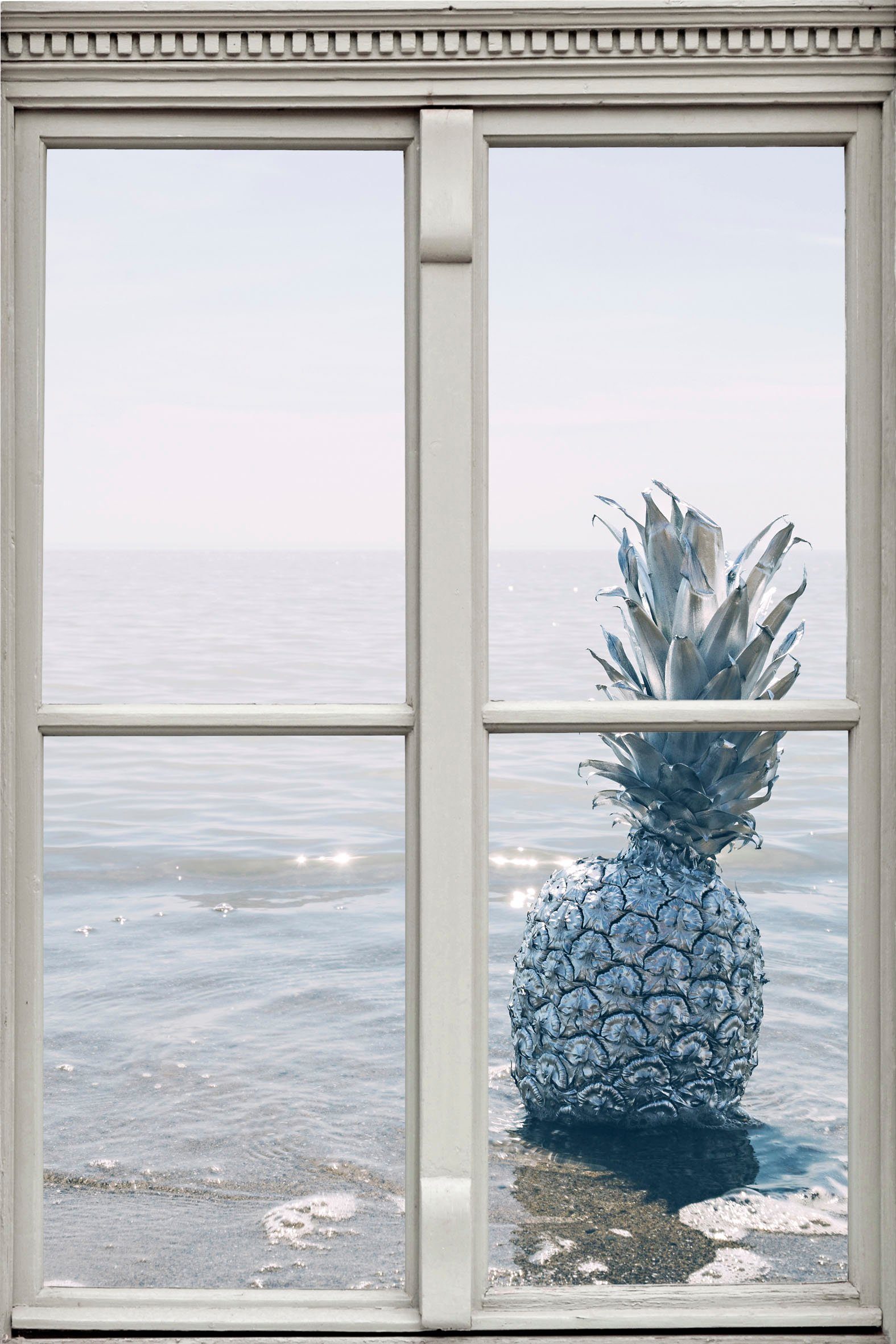 queence Wandsticker Ananas, Wandsticker, Wandbild, selbstklebend, 3D, Fenster