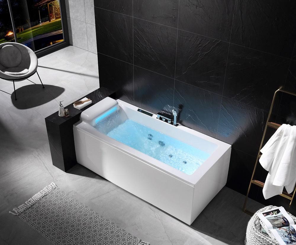 Duwilux Whirlpool-Badewanne 1 Pers: Whirlpool 170x80 Nevada Badewanne Whirlwanne VOLLAUSSTATTUNG, (1-tlg), Kopfstütze mit Wassermassage