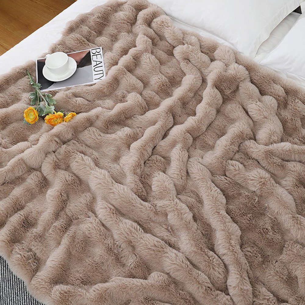 Bett für Decke Wohnzimmer Sofa lauschige 100×160cm, Kamel Wohndecke FELIXLEO doppelseitig
