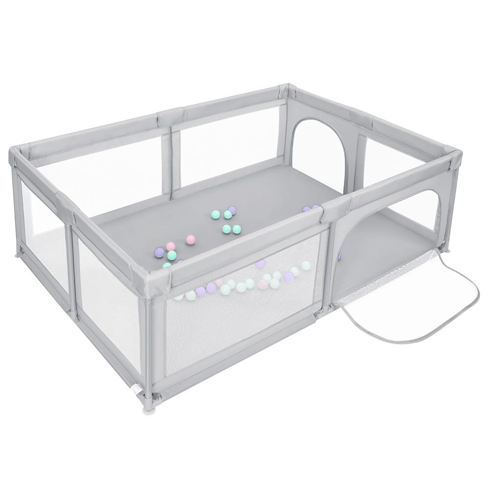 JEOBEST Laufgitter Laufstall Baby 205 x 147 x 66cm Große XXl, Sicherheitsspielplatz Schutzgitter mit atmungsaktivem Netz,50 Bällen