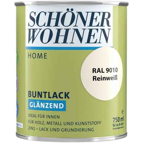 SCHÖNER WOHNEN FARBE Lack Home Buntlack, 750 ml, reinweiß RAL 9010, glänzend, ideal für innen, 2in1-Lack