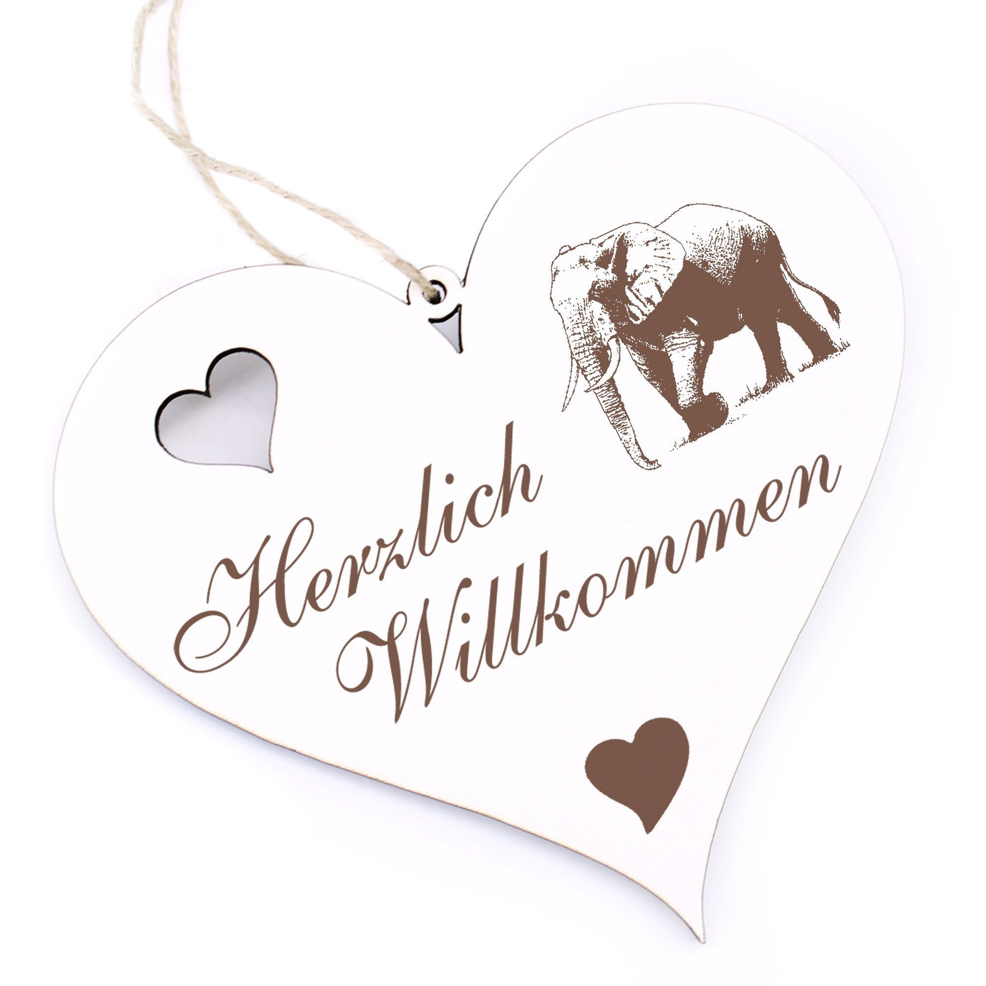 Dekolando Hängedekoration Herzlich Willkommen - Elefant - 13x12cm