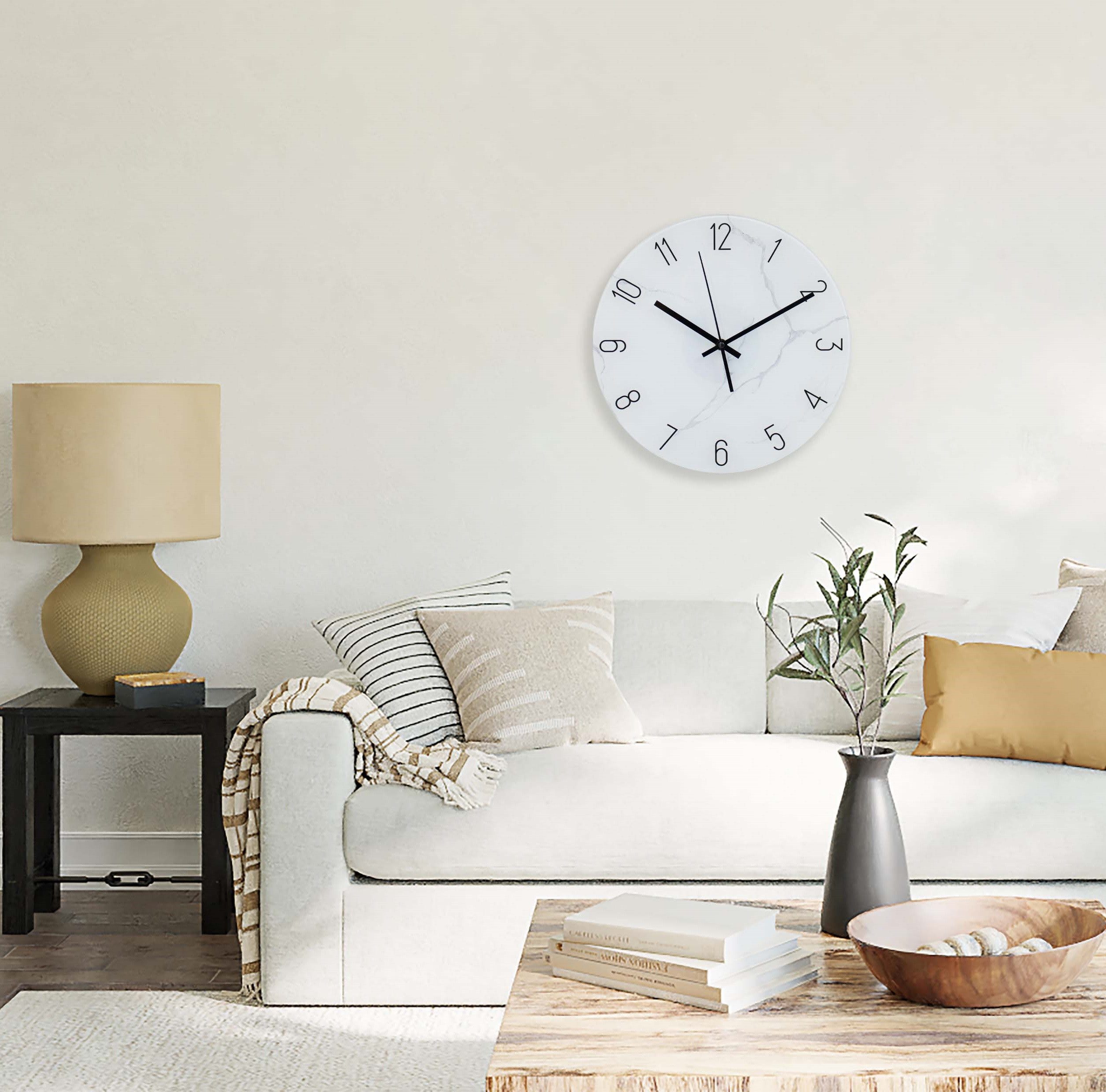 K&L Wall Art Wanduhr Steinoptik Glasuhr Analoge Wanduhr aus Glas Uhr Marmor günstig online kaufen