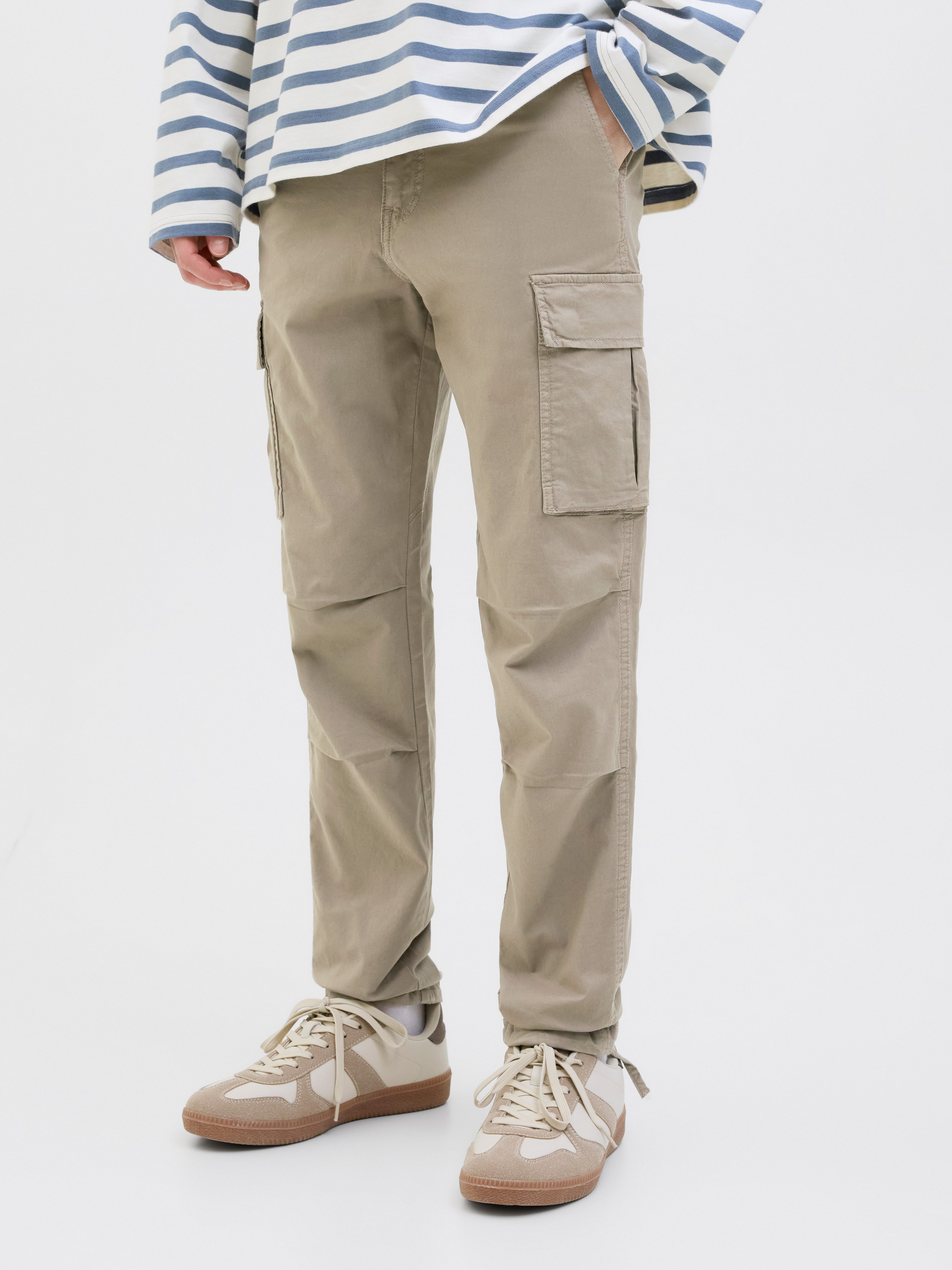 Jack & Jones Herren Cargohose JJPSTACE JJTUCKER -Tapered Fit - Grau Beige S günstig online kaufen