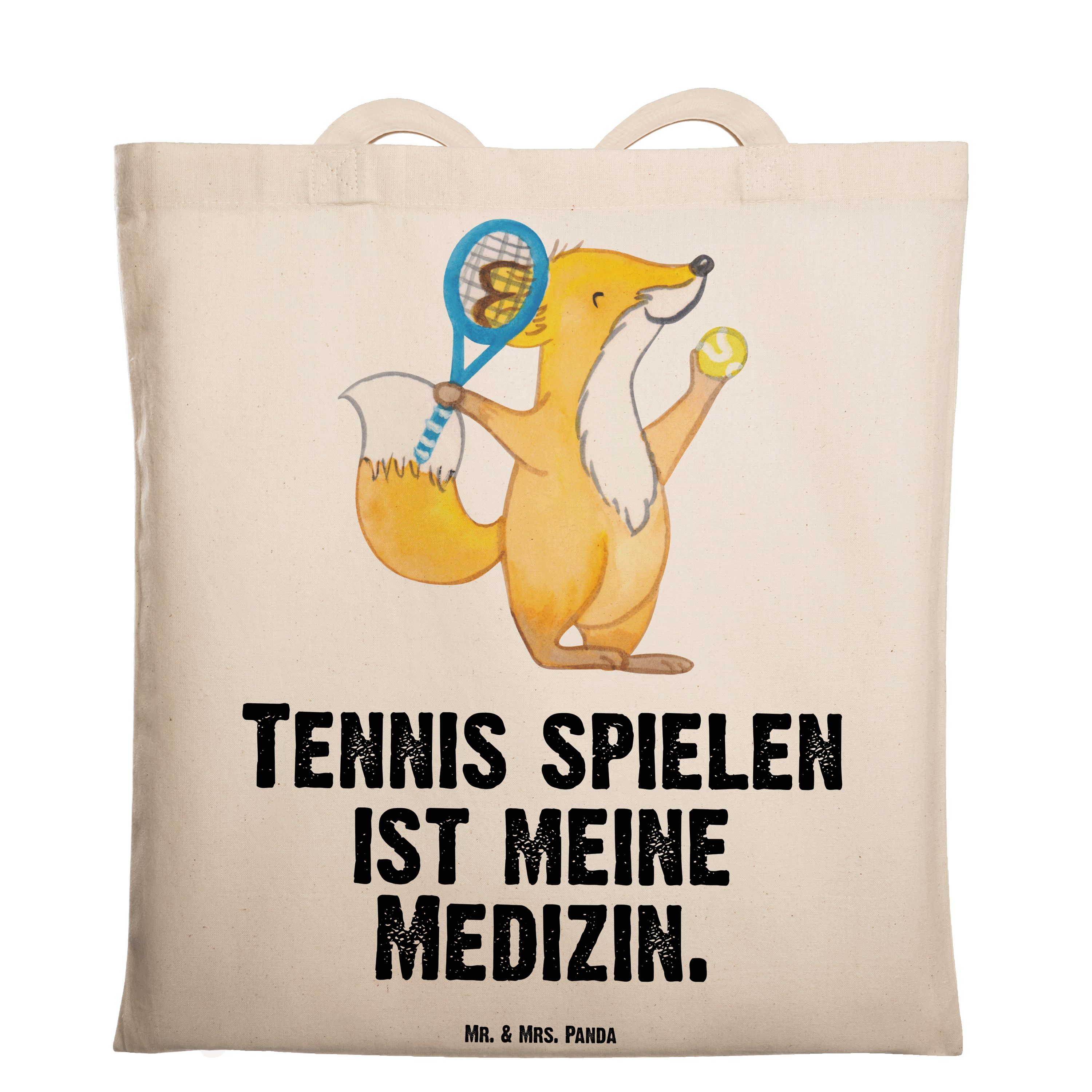 Mr. & Mrs. Panda Tragetasche Fuchs Tennis spielen Medizin - Transparent - Geschenk, Tennisclub, Be (1-tlg)