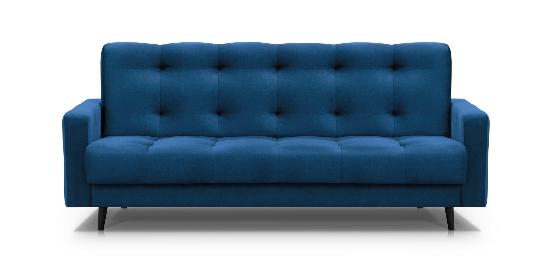 Beautysofa Schlafsofa NANCY BIS, velours 3-Sitzer Federkern, wasserdicht (monolith Marineblau Schlaffunktion, 77) mit Sofa, Bettkasten