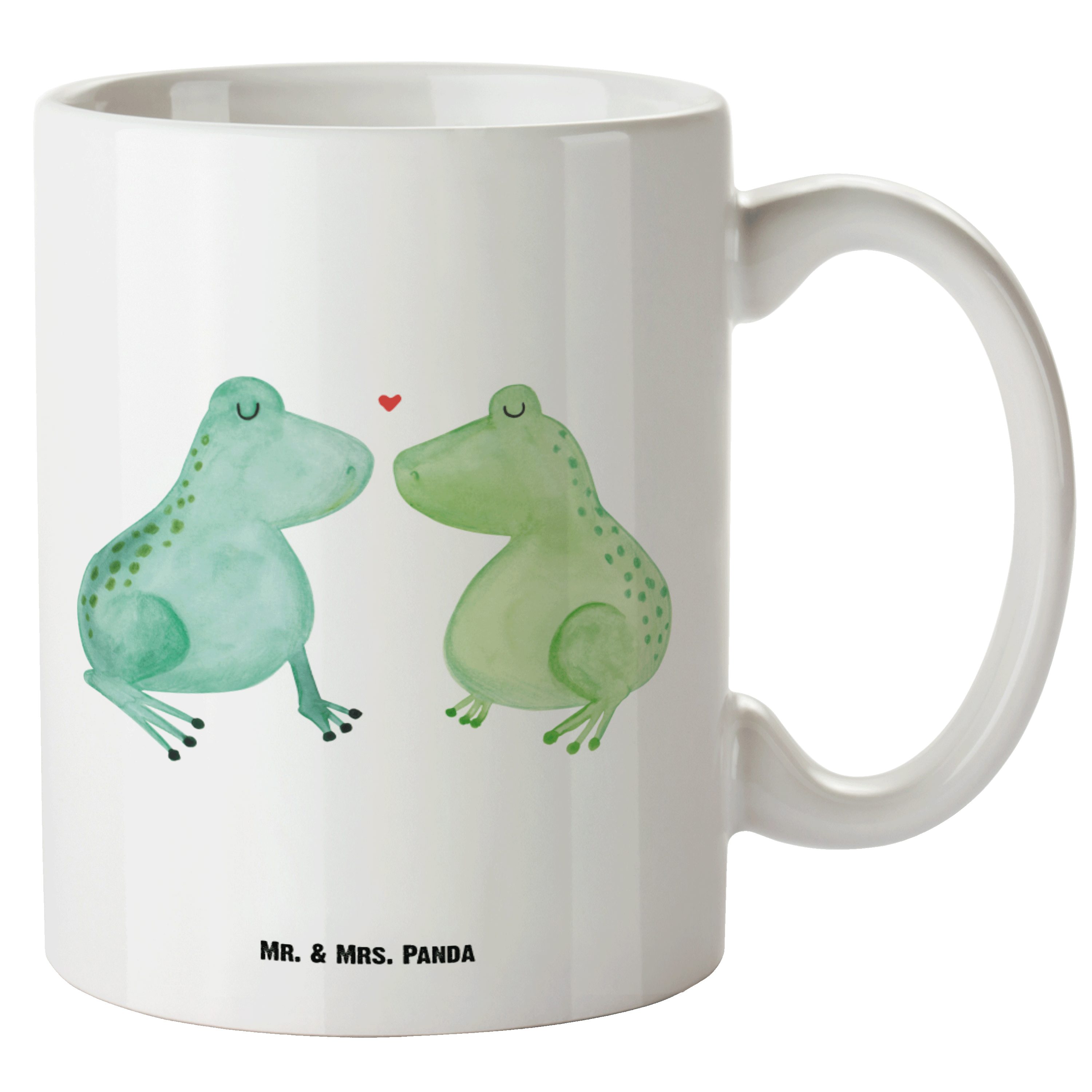 Mr. & Mrs. Panda Tasse Frosch Liebe - Weiß - Geschenk, Geschenk Freund, Grosse Kaffeetasse, XL Tasse Keramik